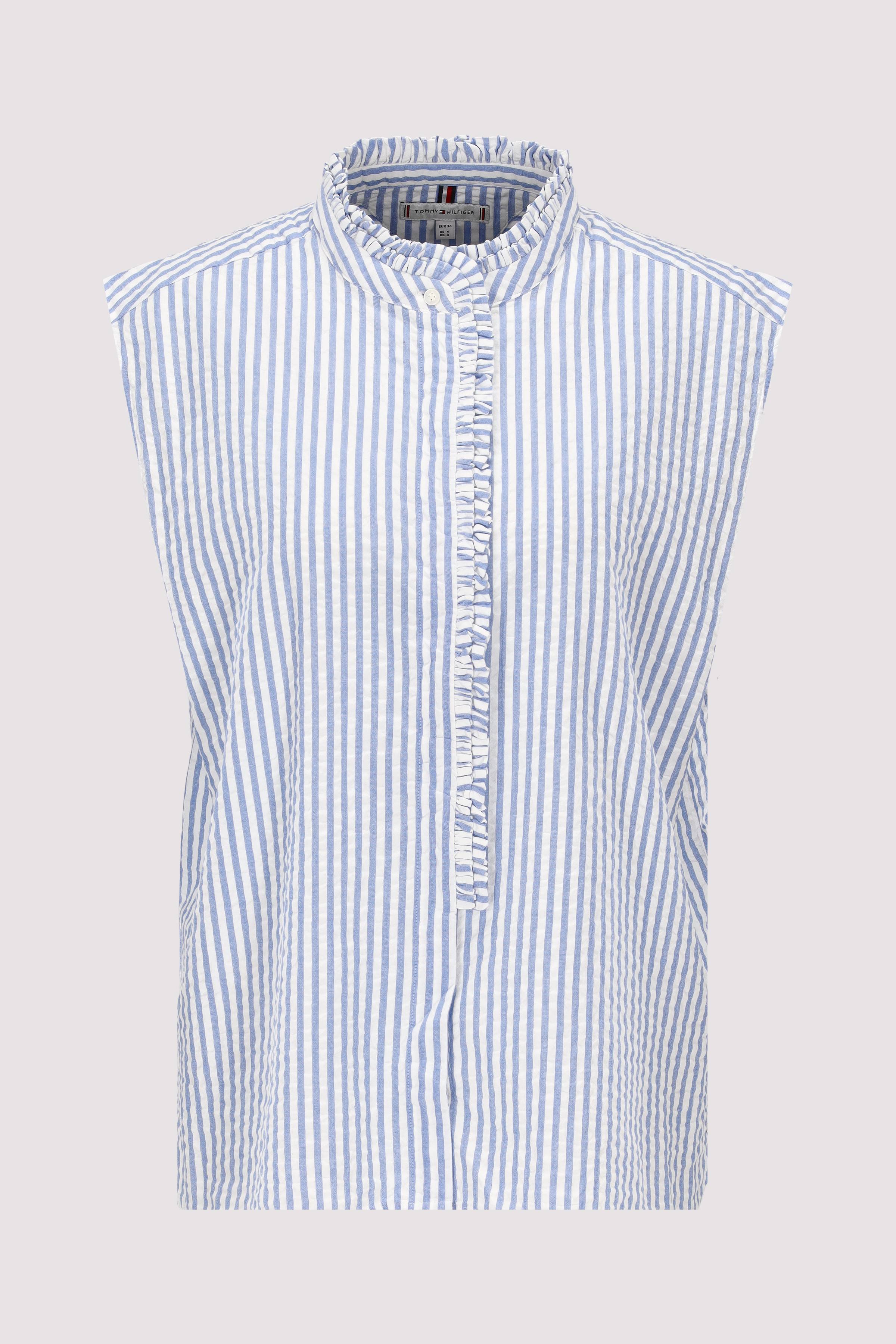 SEERSUCKER RUFFLE N/S SHIRT