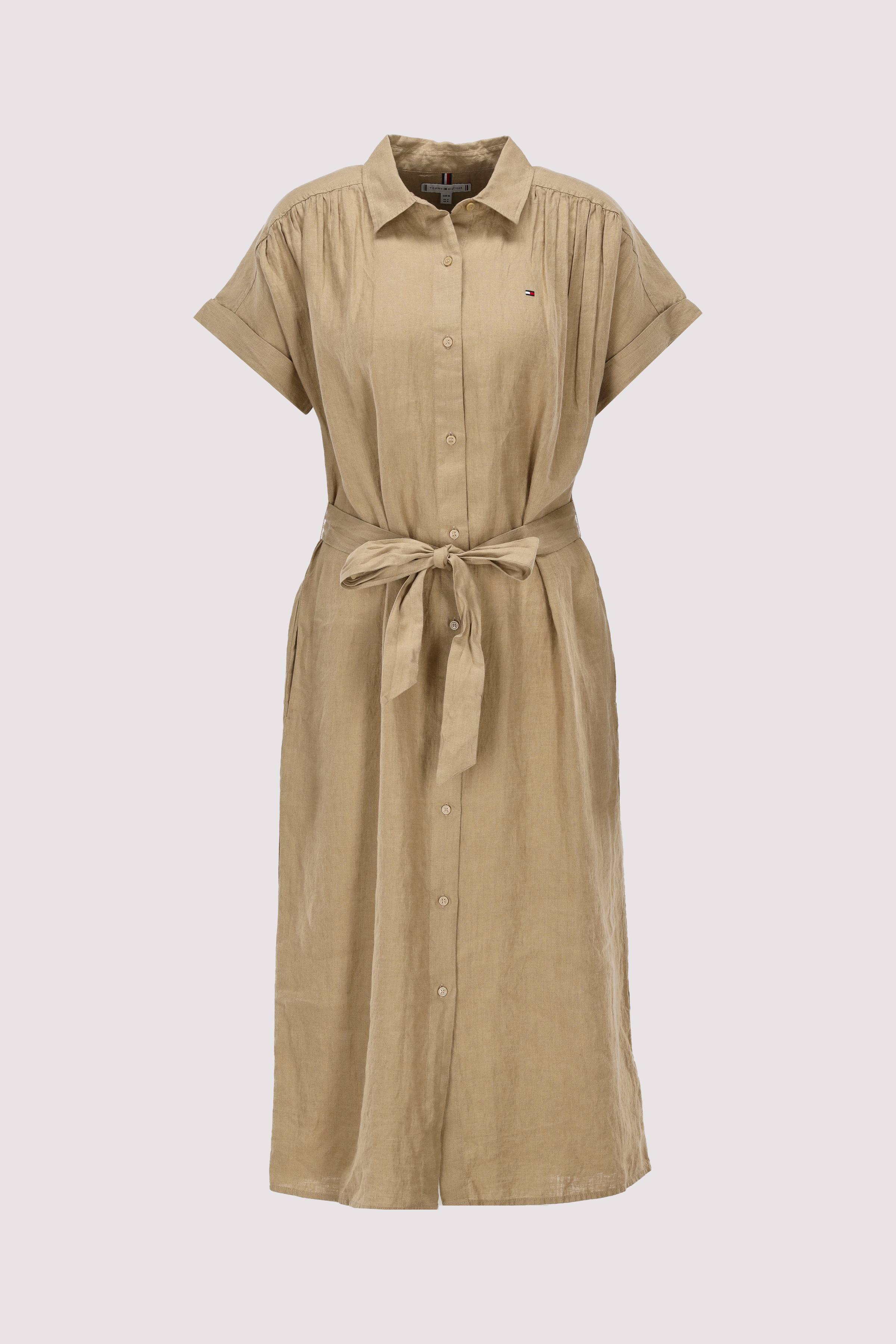 ESS LINEN S/S MIDI SHIRT DRESS