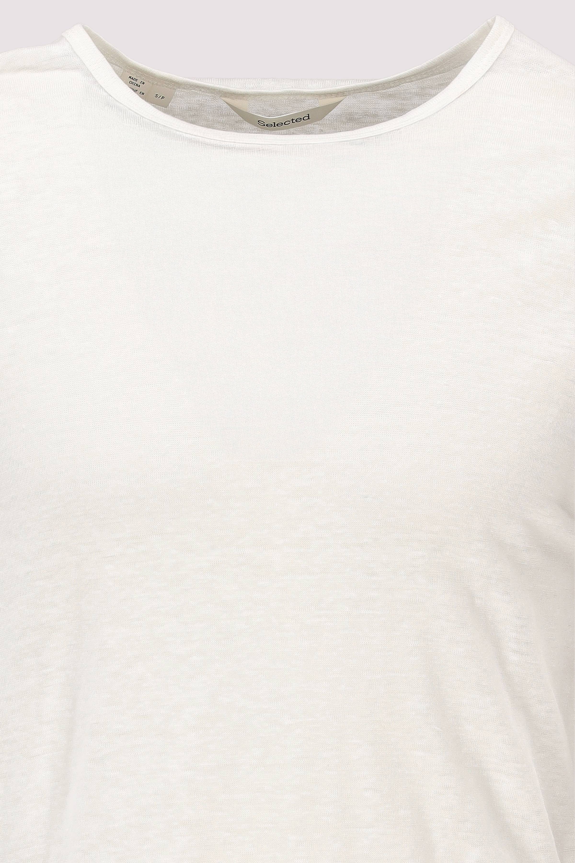 Selected - Selected Herren T-Shirt aus Leinen Egret