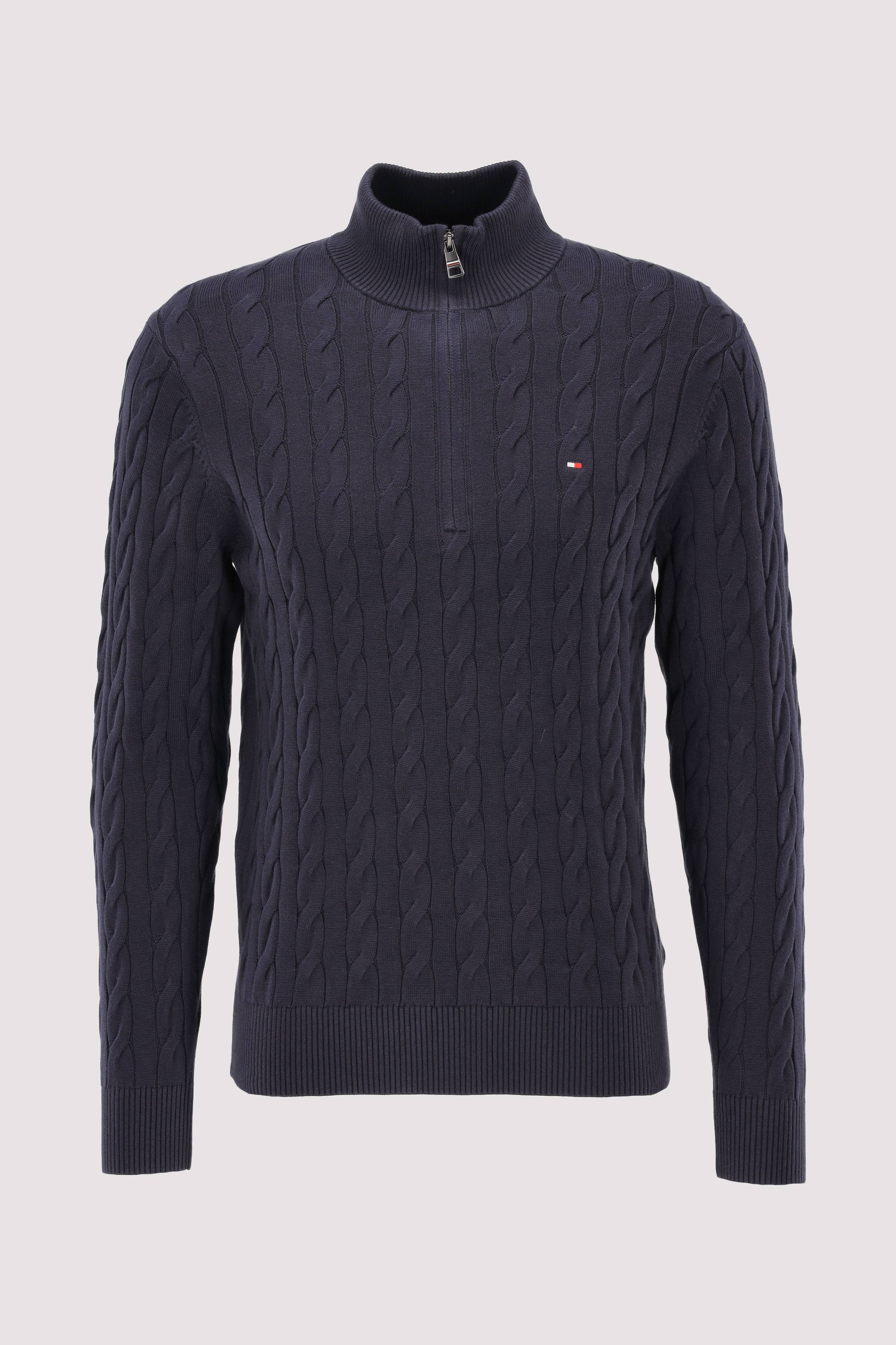 CLASSIC COTTON CABLE ZIP MOCK