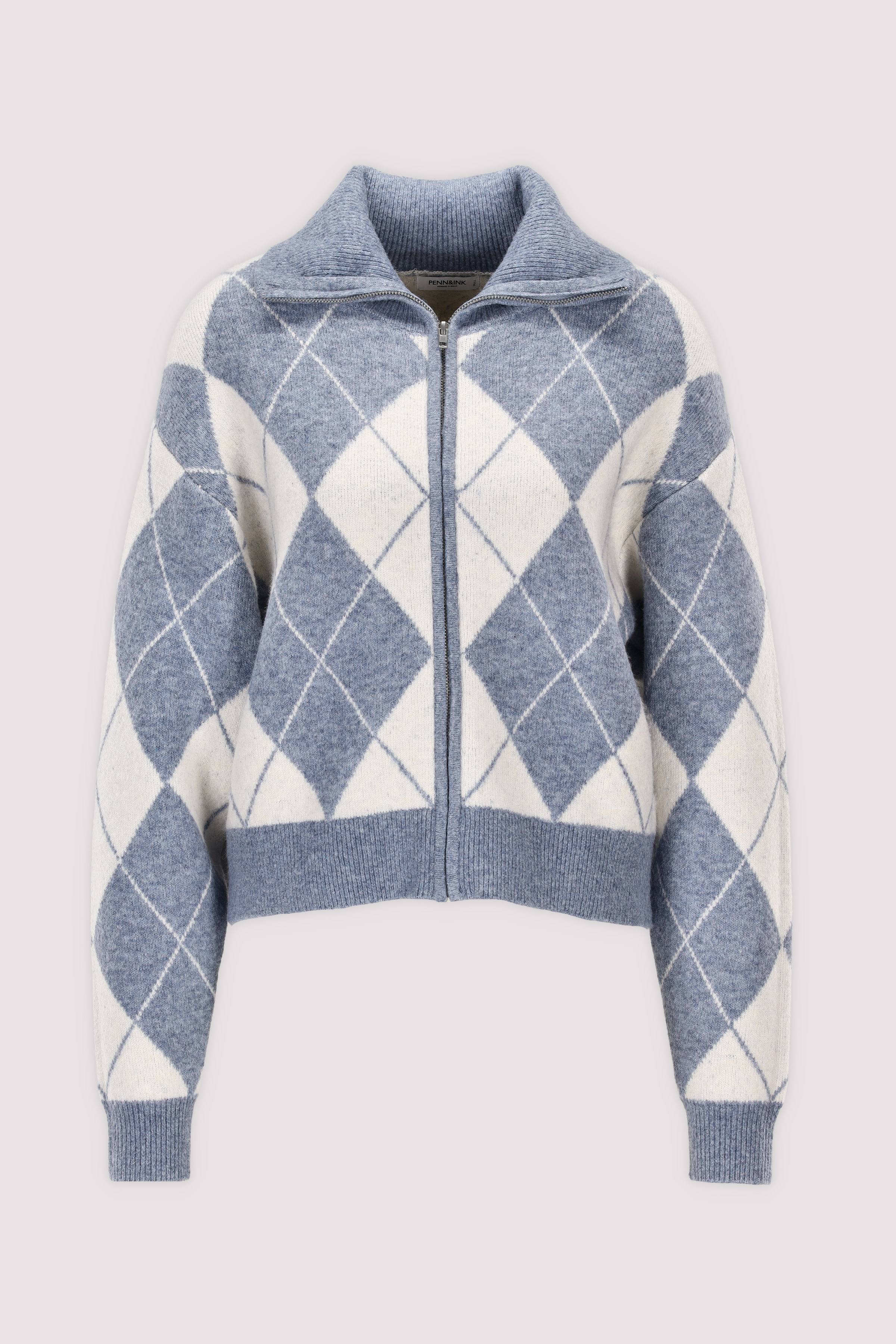 Penn&Ink Cardigan elegant blau ecru