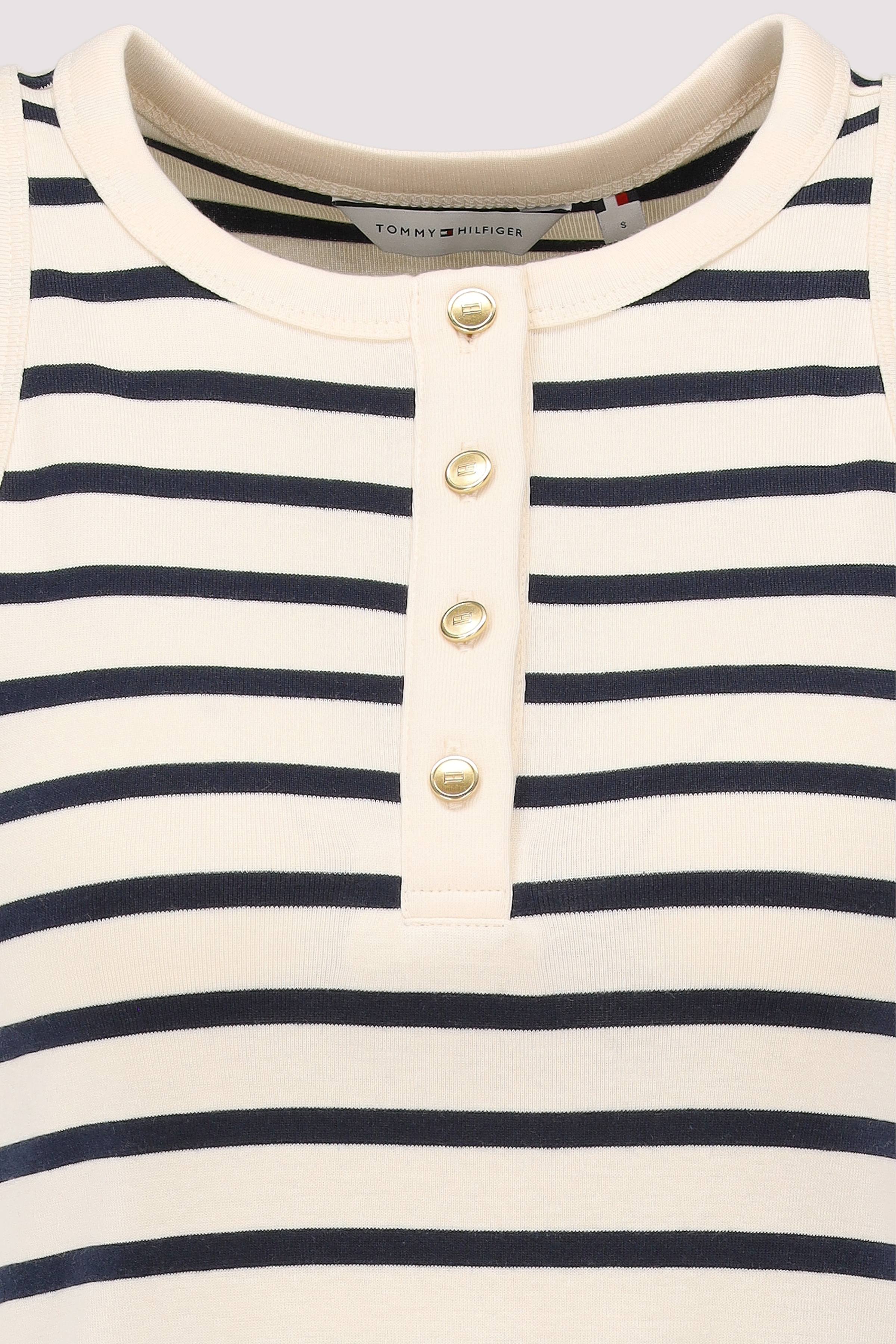 Tommy Hilfiger - GOLD BTN POPLIN MIX TANK DRS