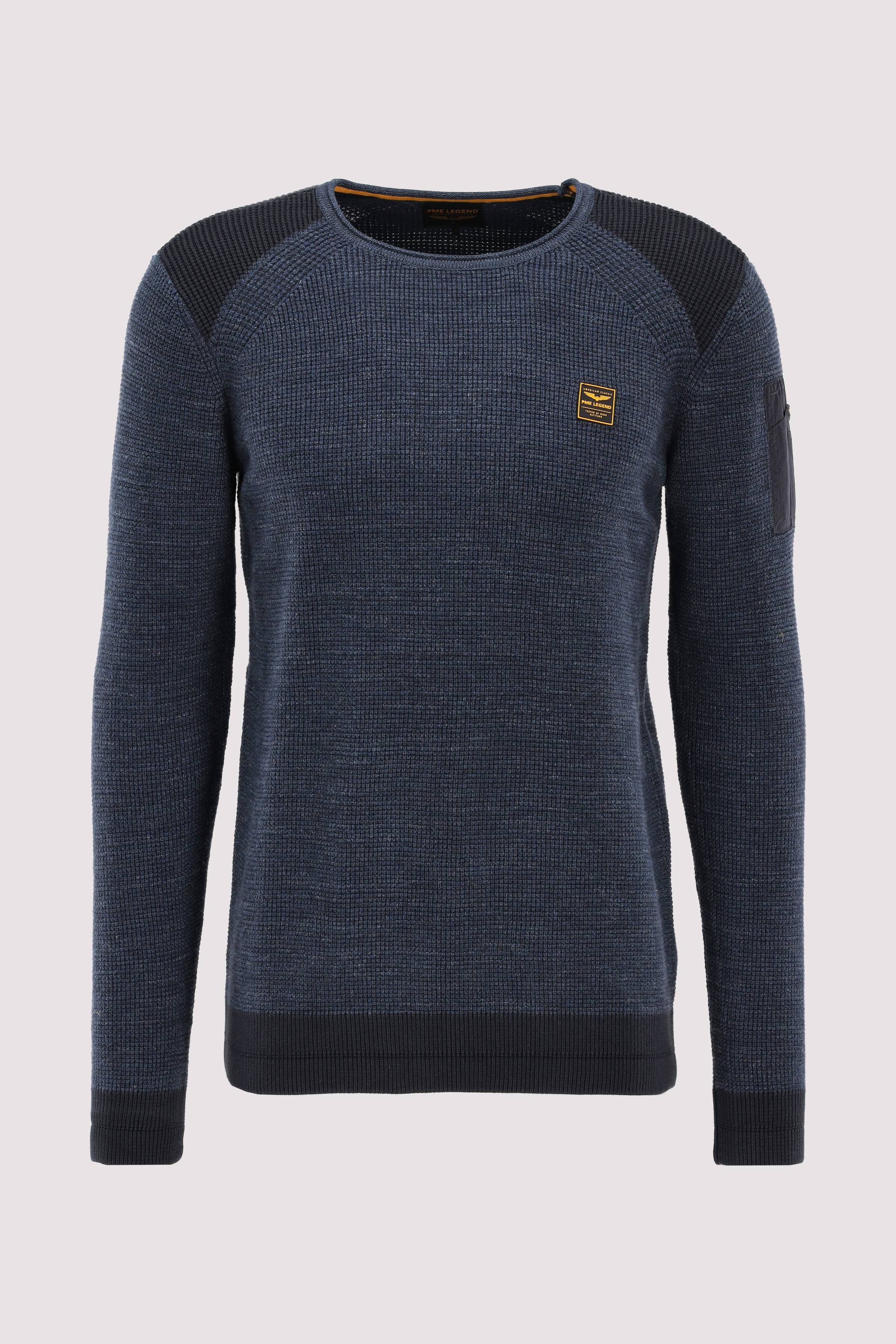 R-neck cotton rib melee knit