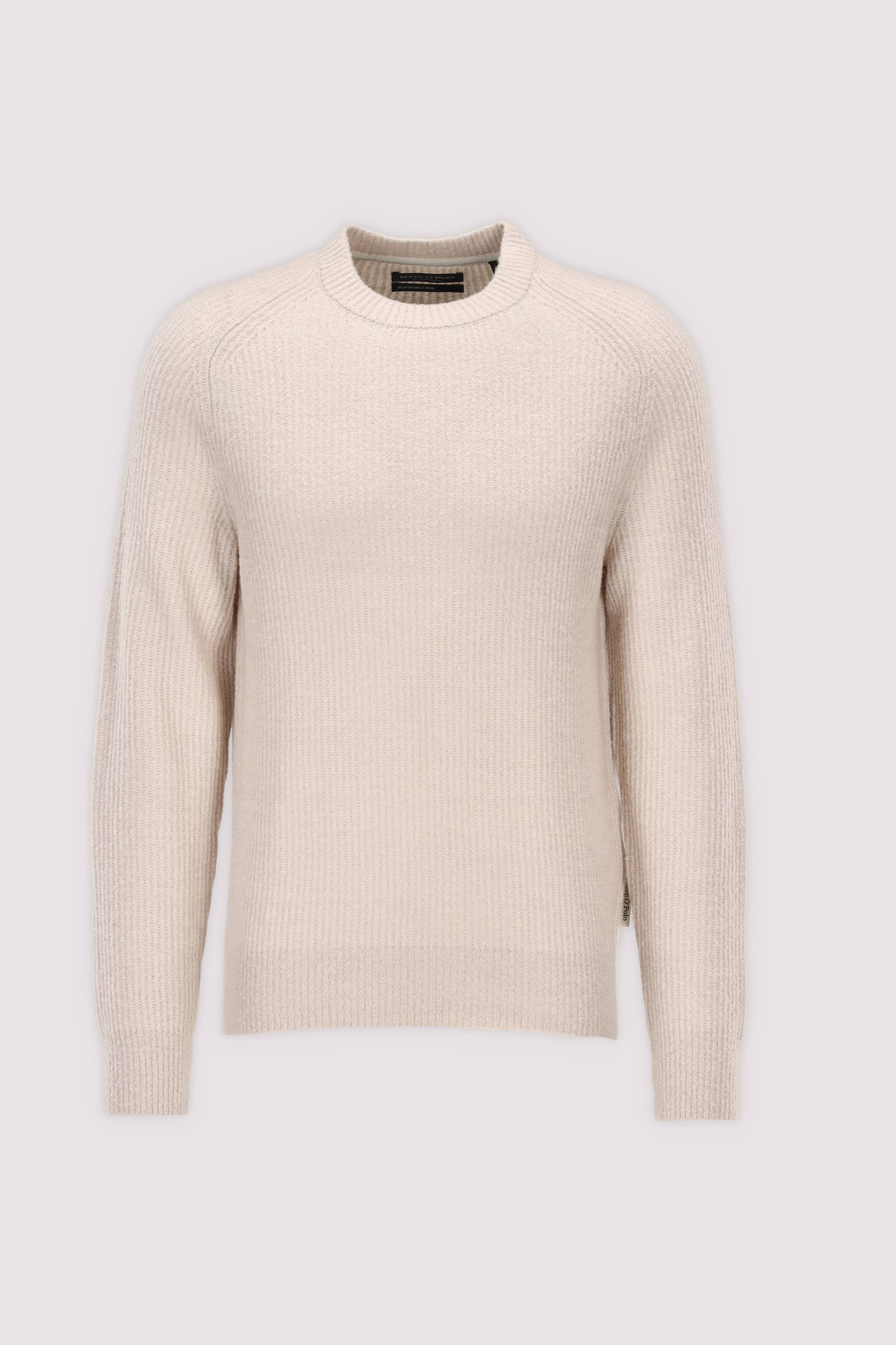 Rundhalspullover Schurwolle beige