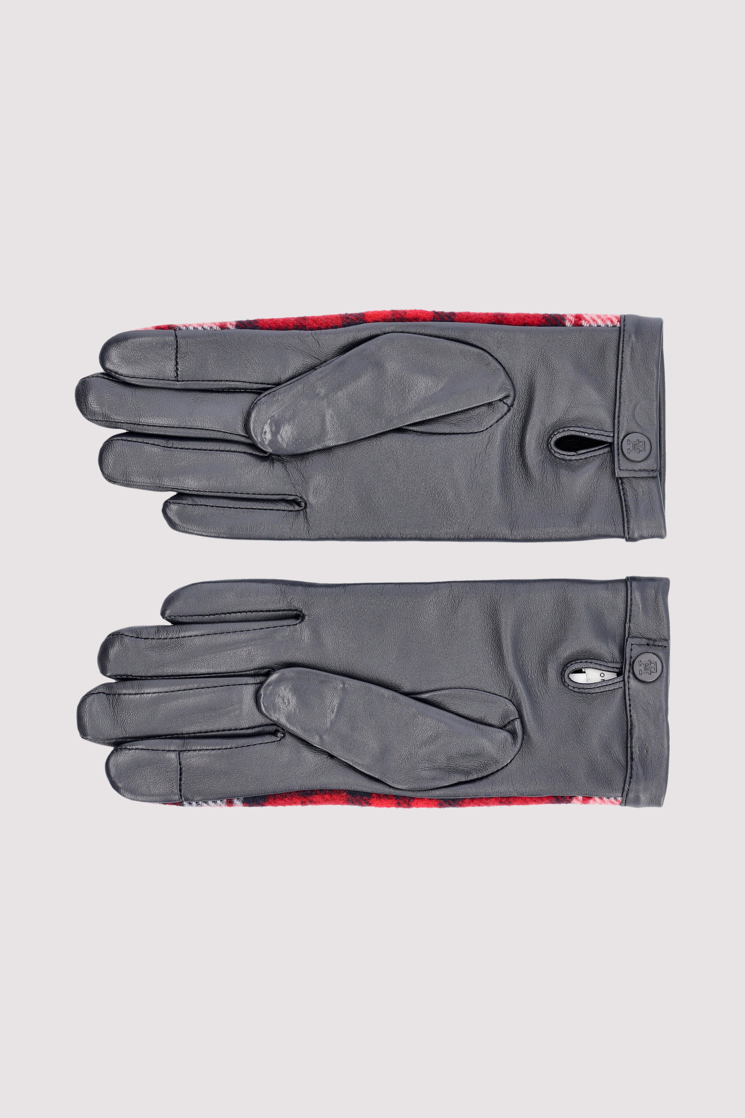 Tommy Hilfiger - TOMMY CHECK LEATHER GLOVES Tommy Hilfiger - TOMMY CHECK LEATHER GLOVES