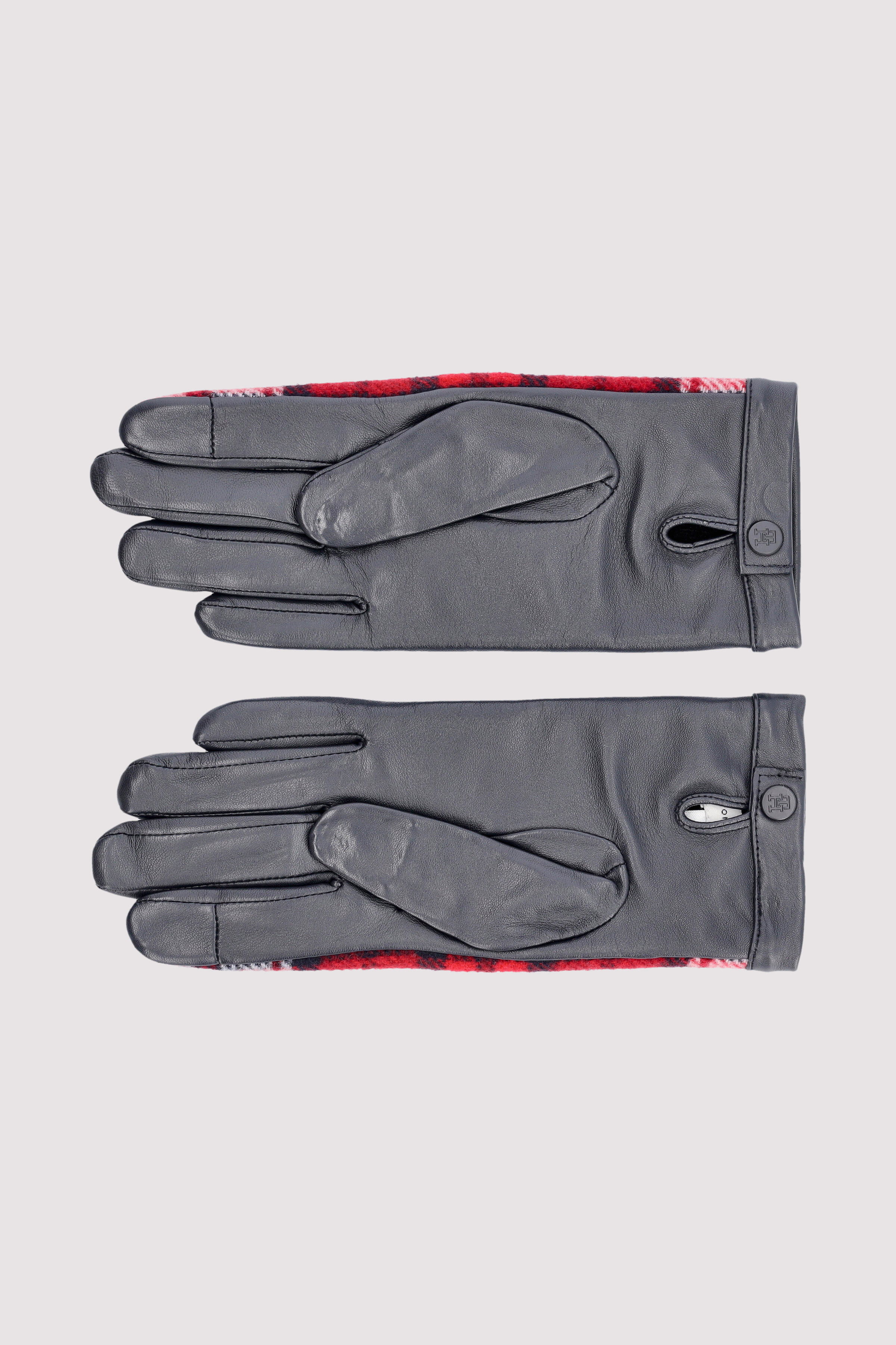 TOMMY CHECK LEATHER GLOVES