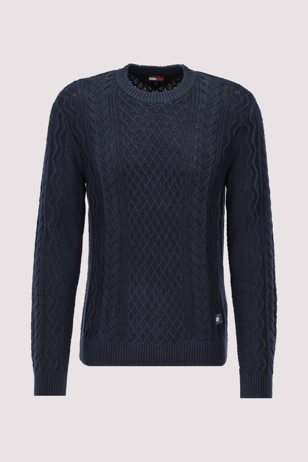 TJM SLM BADGE CABLE KNIT SWEAT