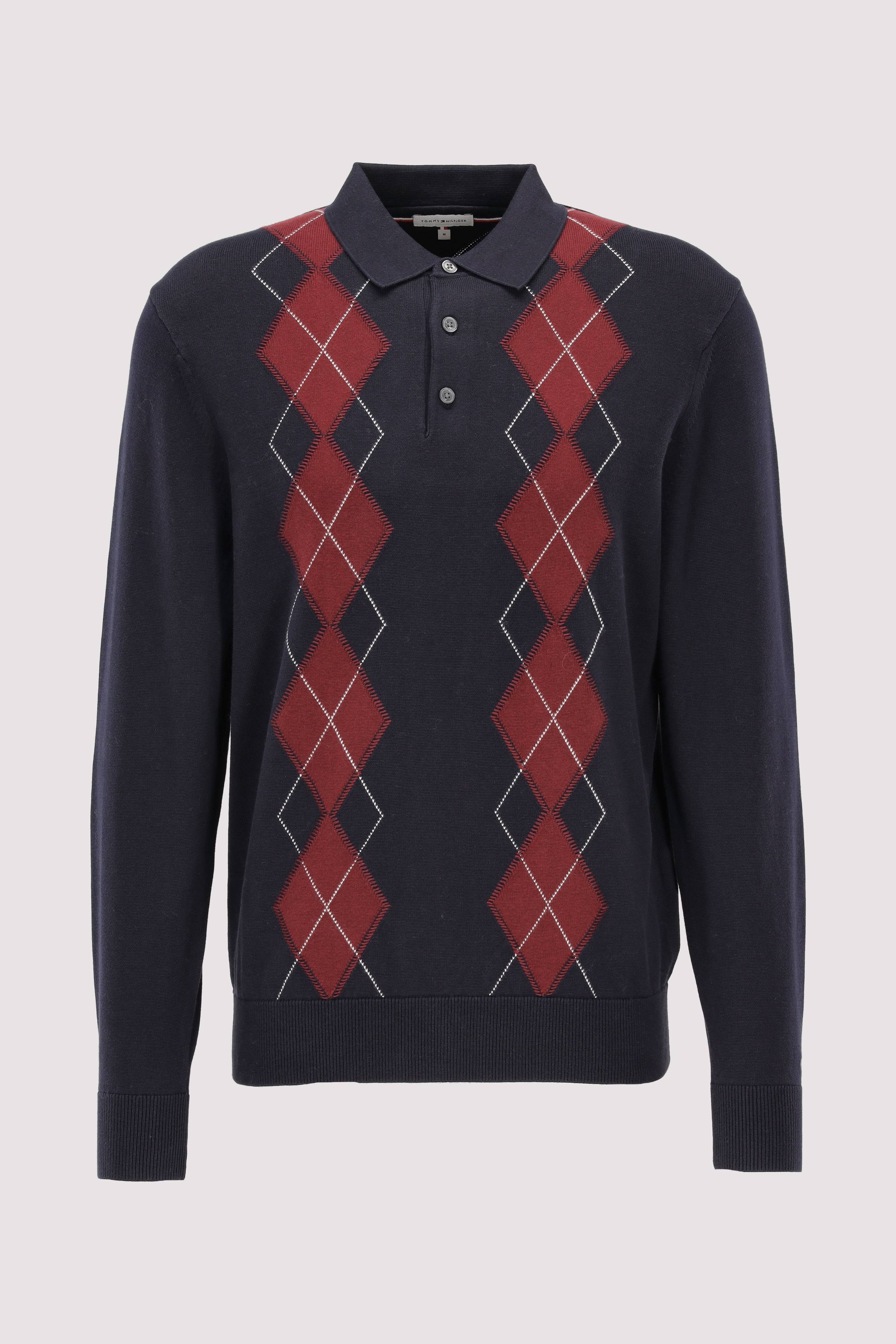 PLACED ARGYLE LS POLO