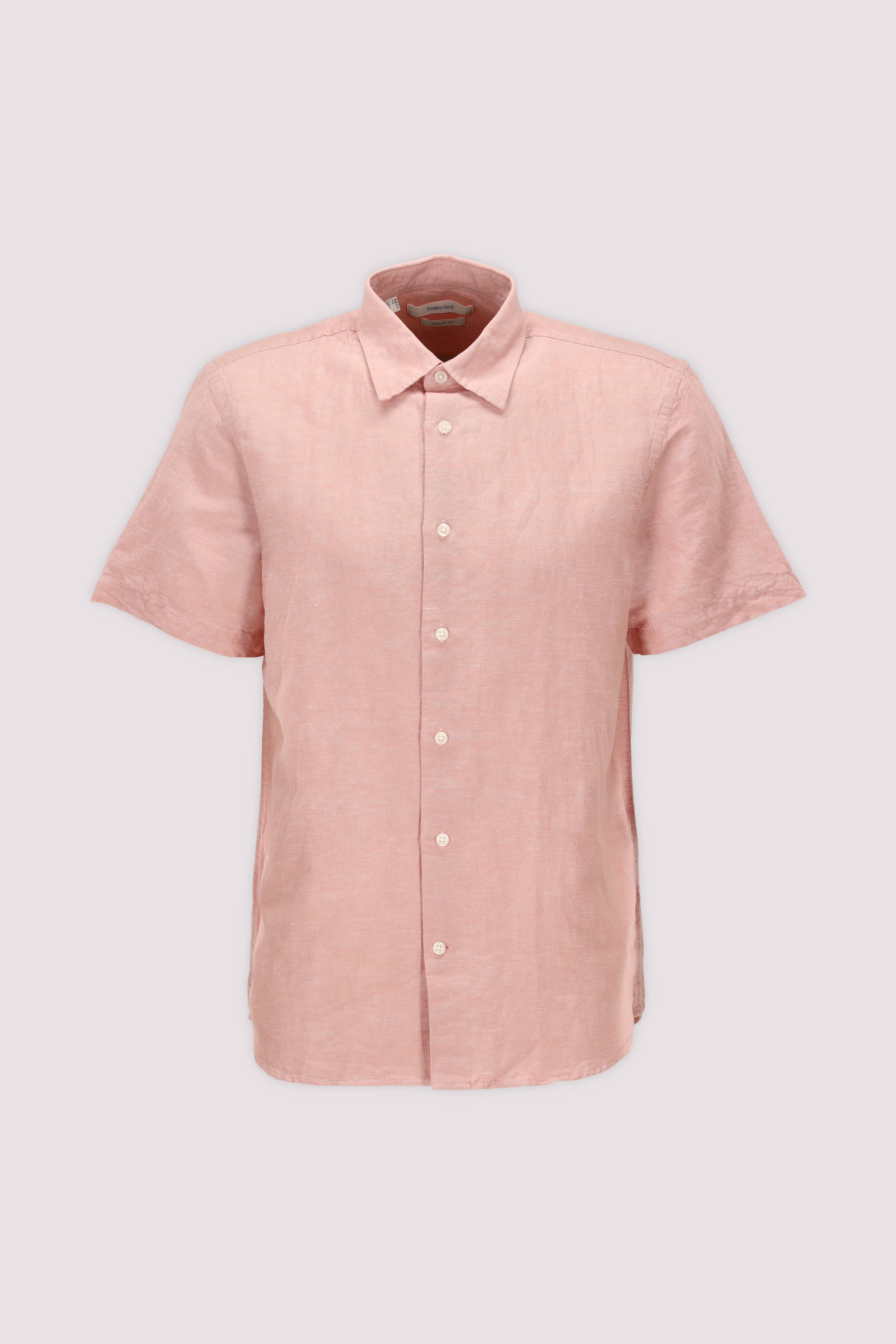 Selected Kurzarmhemd Rose Dawn Leinen