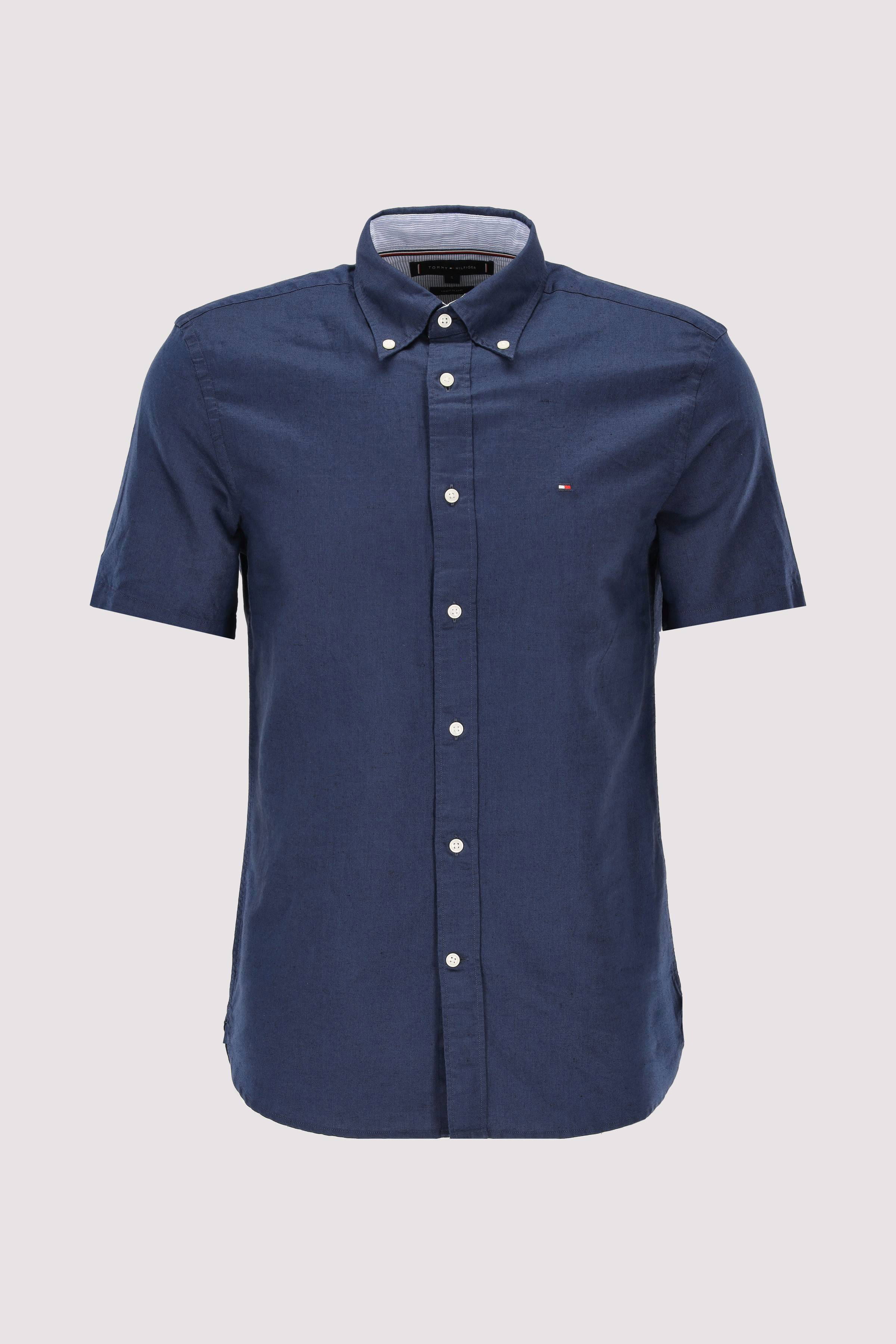 LINEN BLEND SOLID  SS RF SHIRT