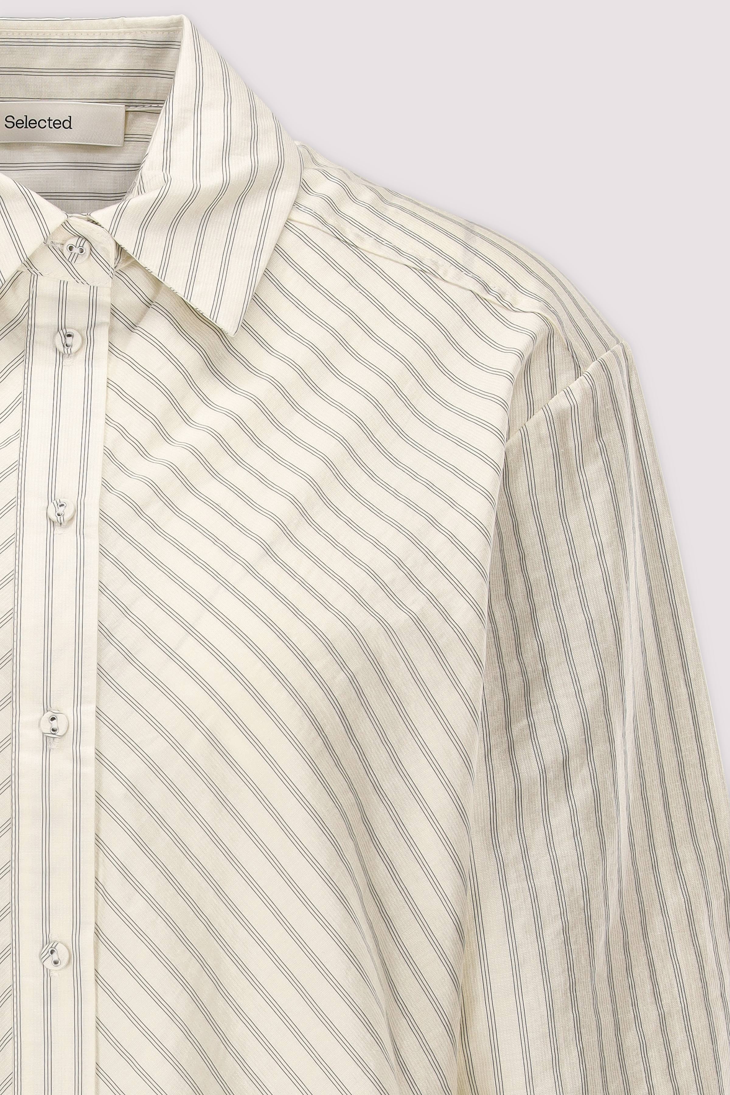 Selected - Elegante Langarmbluse Egret/Stripe