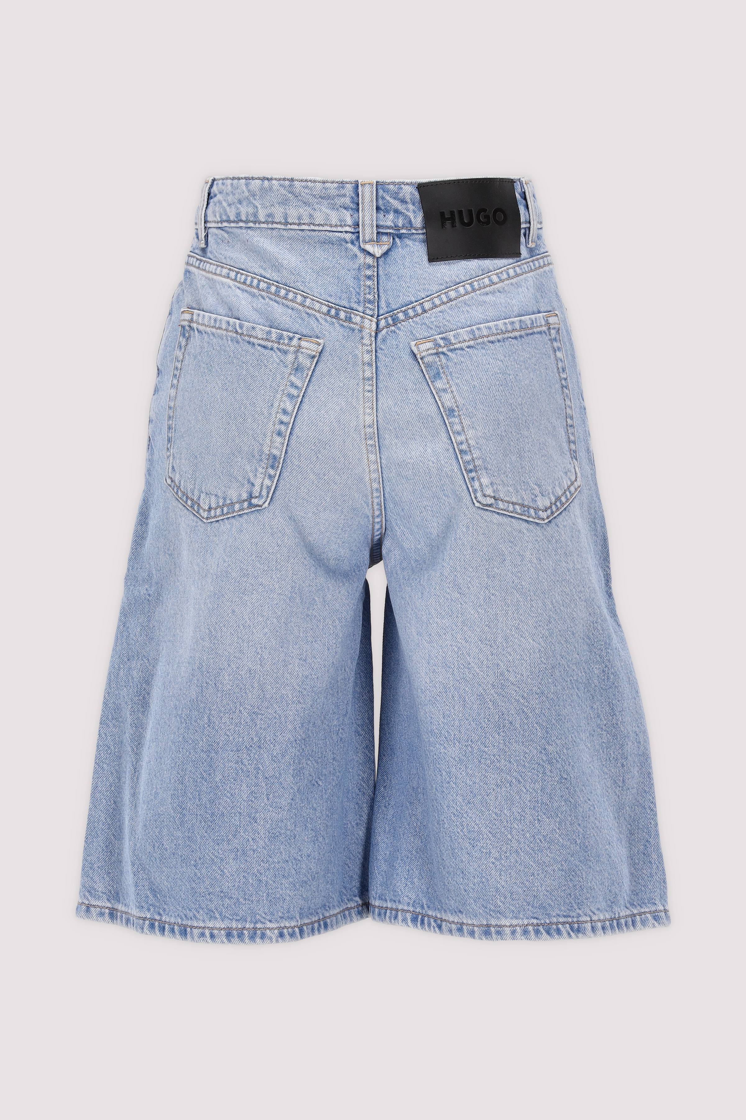 HUGO - HUGO Jeansshorts Türkis Baumwolle