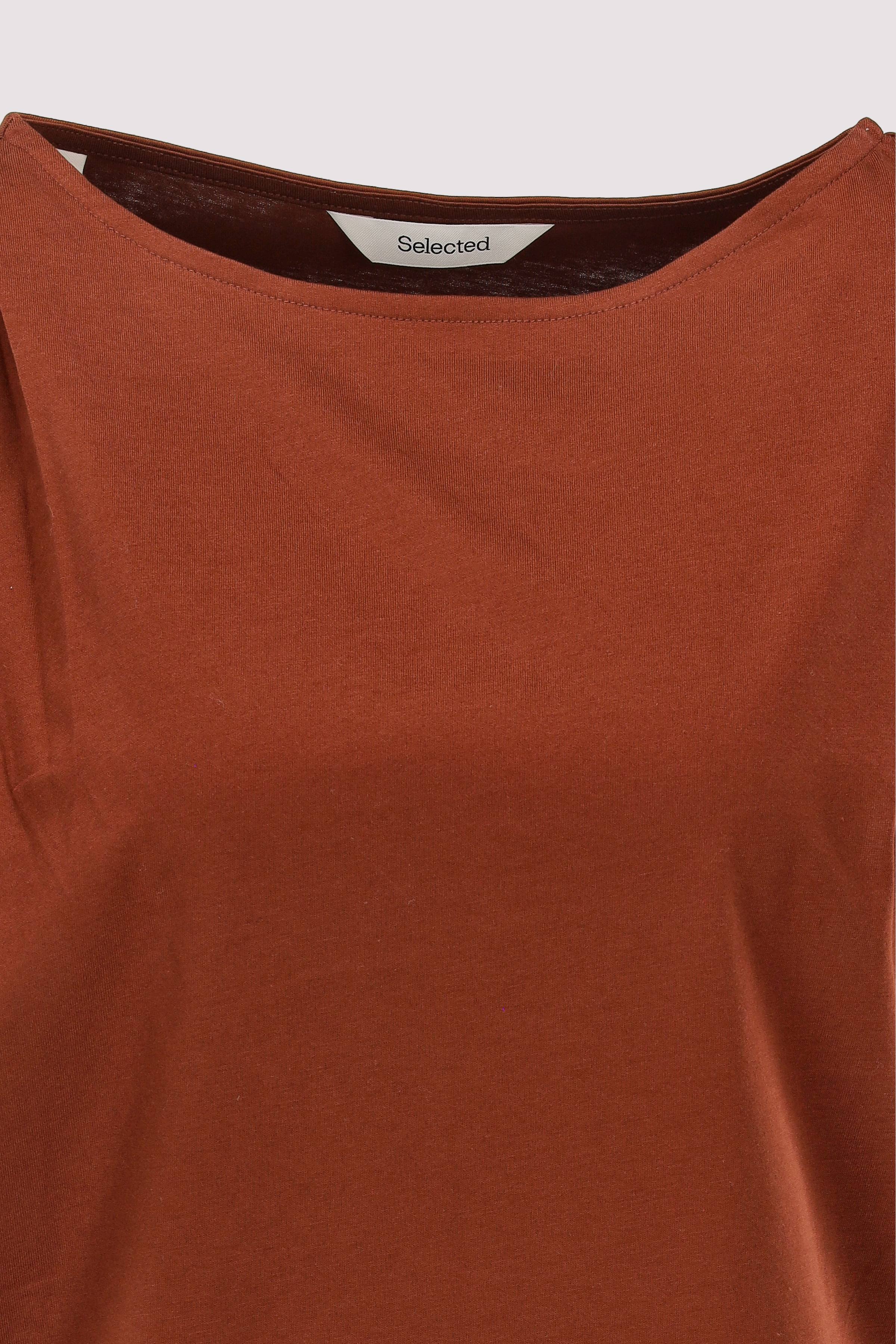 Selected - Kurzarm-T-Shirt Cherry Mahagoni Selected