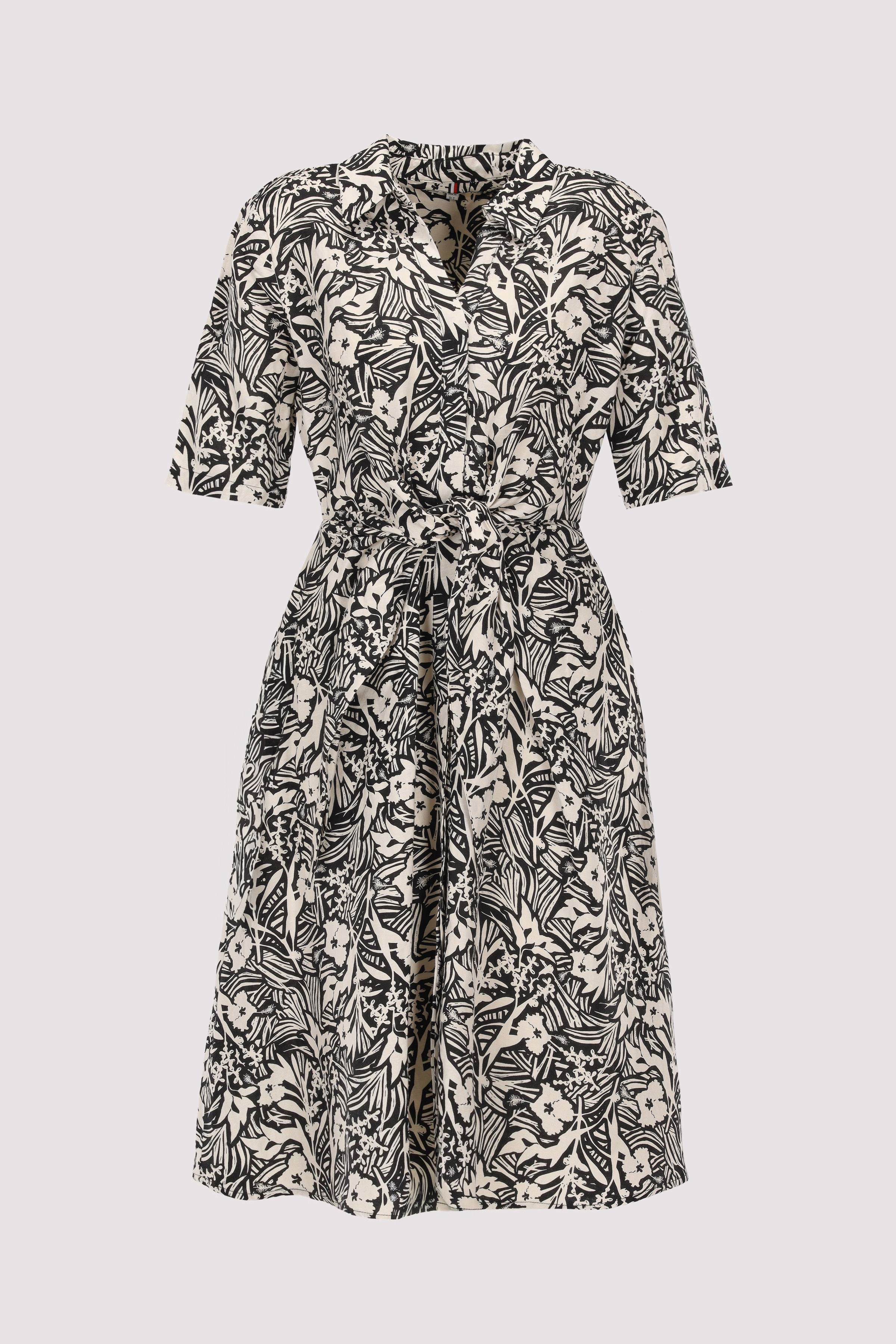 LINEN VIS KNOTTED S/S DRESS