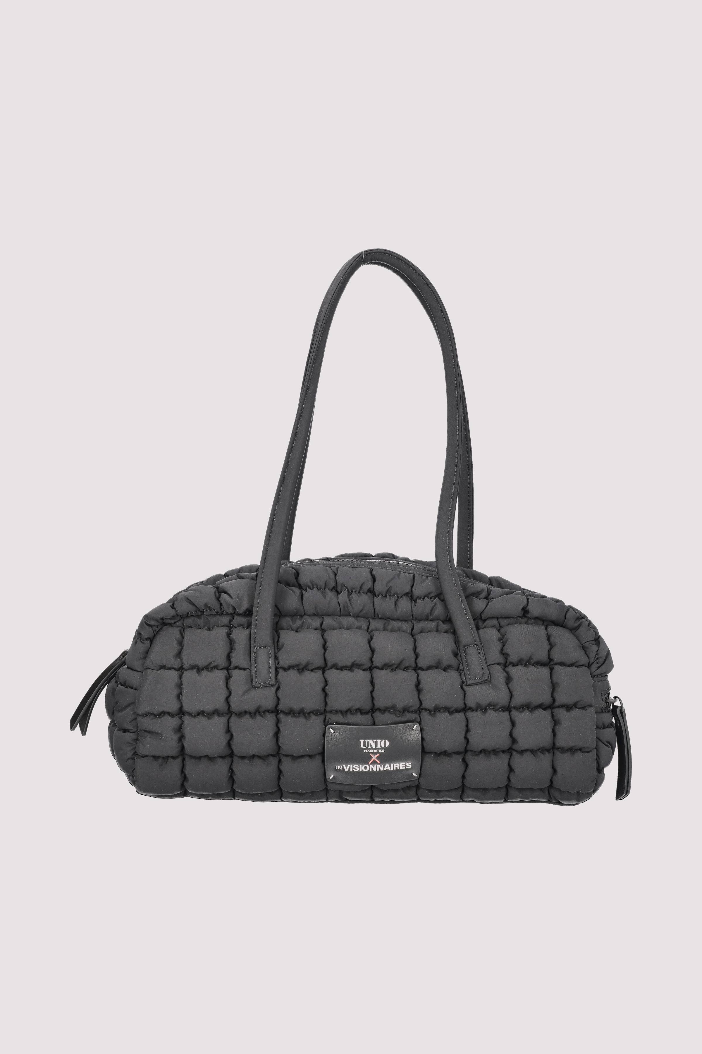 Schwarze Nylon-Schultertasche, nachhalti