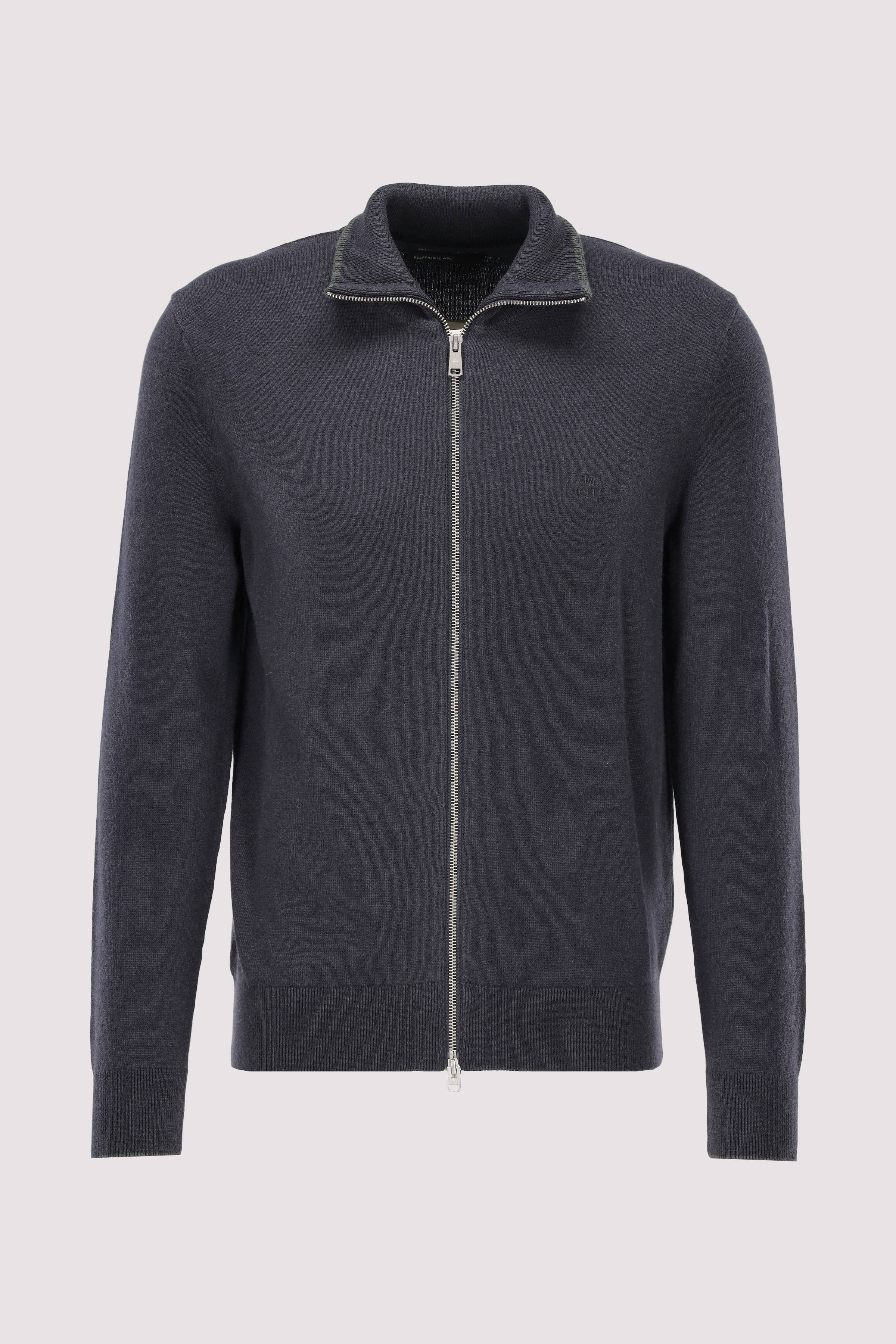 Zipped cardigan with stand up 