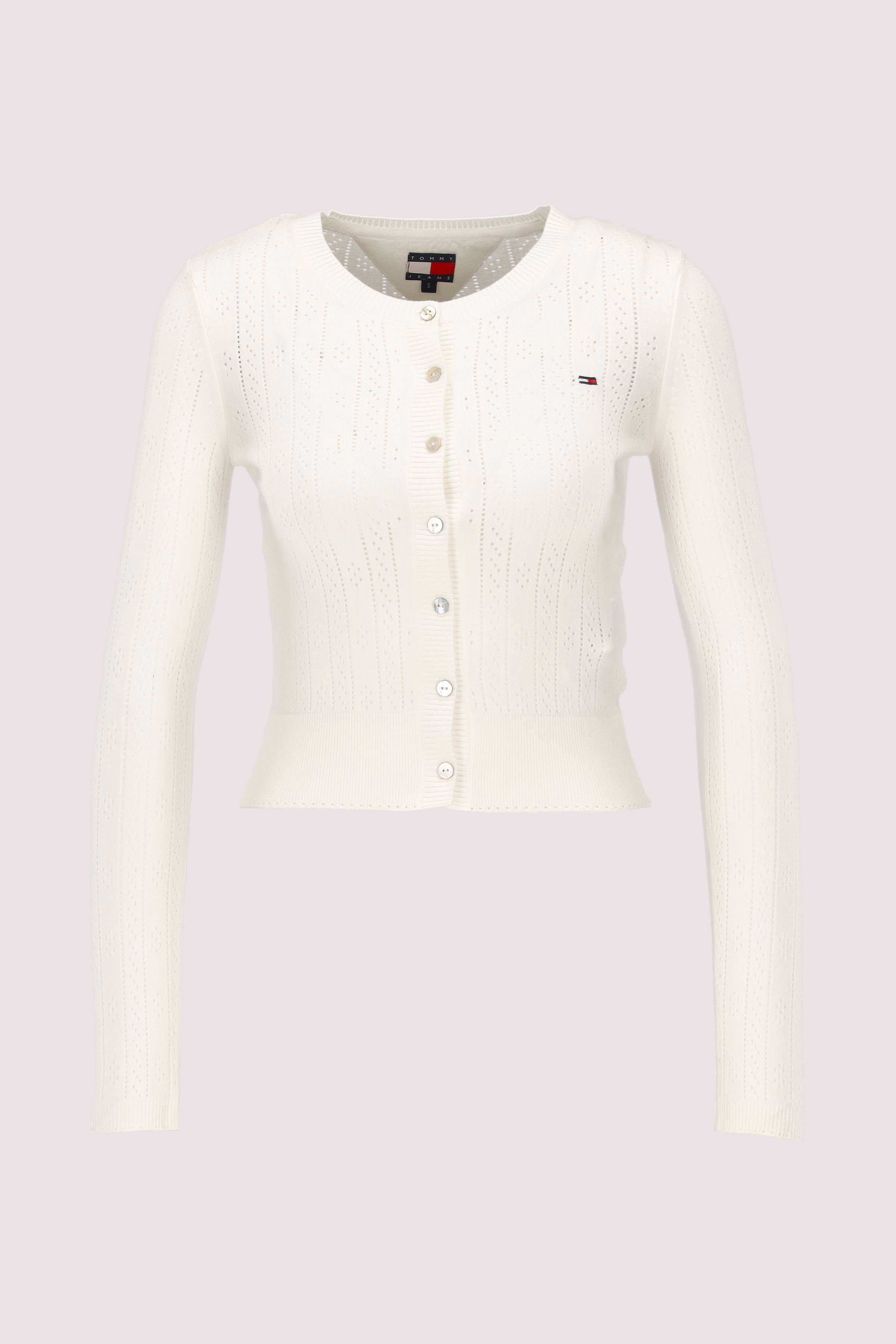 TJW POINTELLE CREW NECK CARDIG
