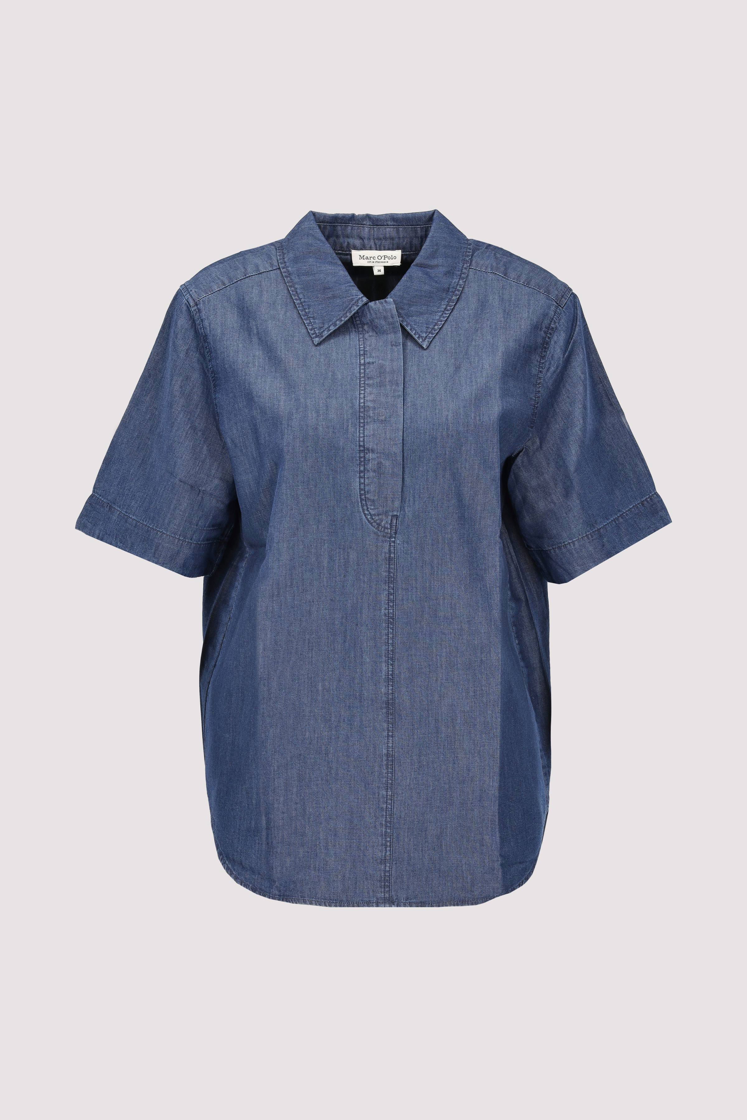 Blouse, kent collar, round hem