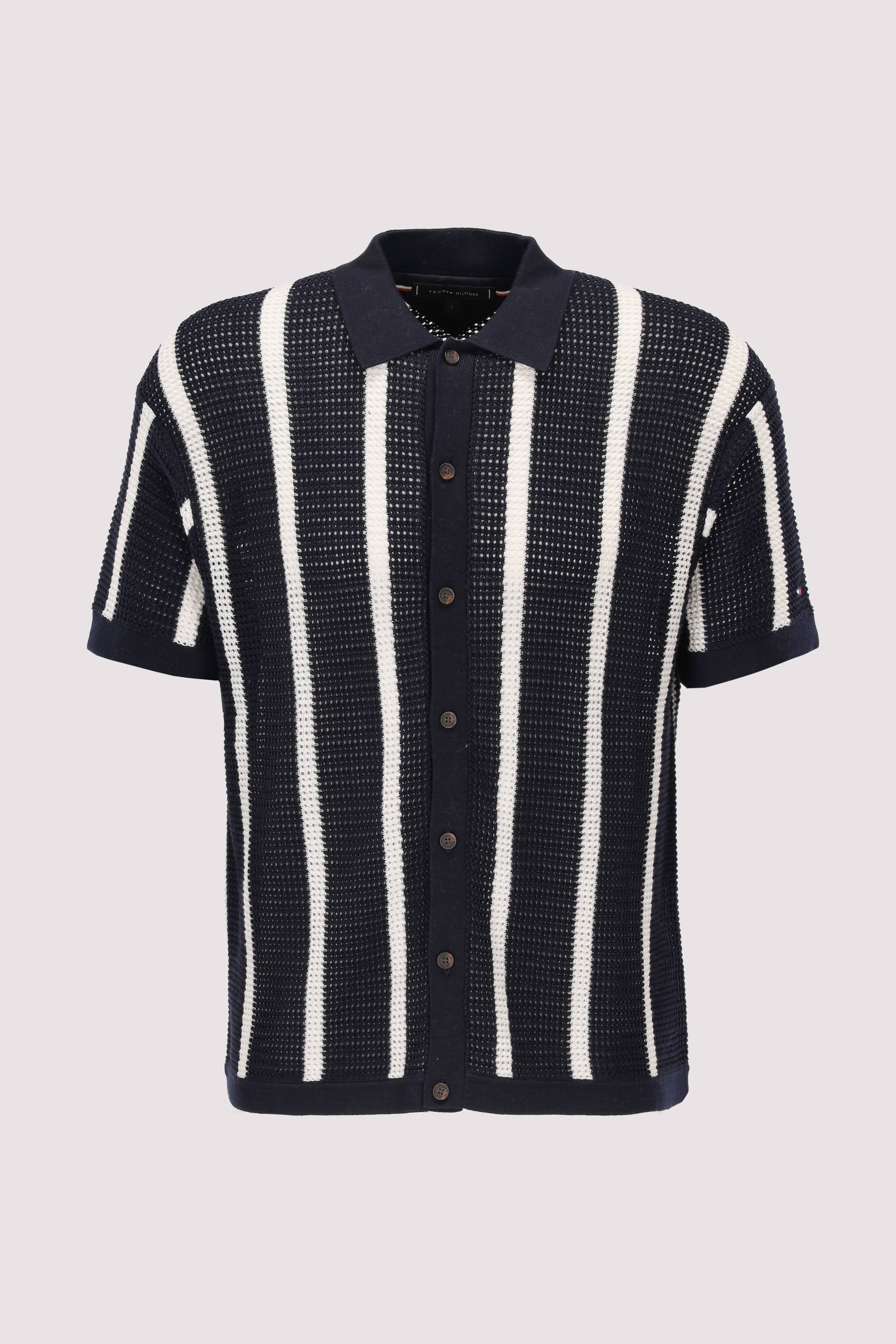 VERTICAL STRIPE OPEN KNIT SHIR