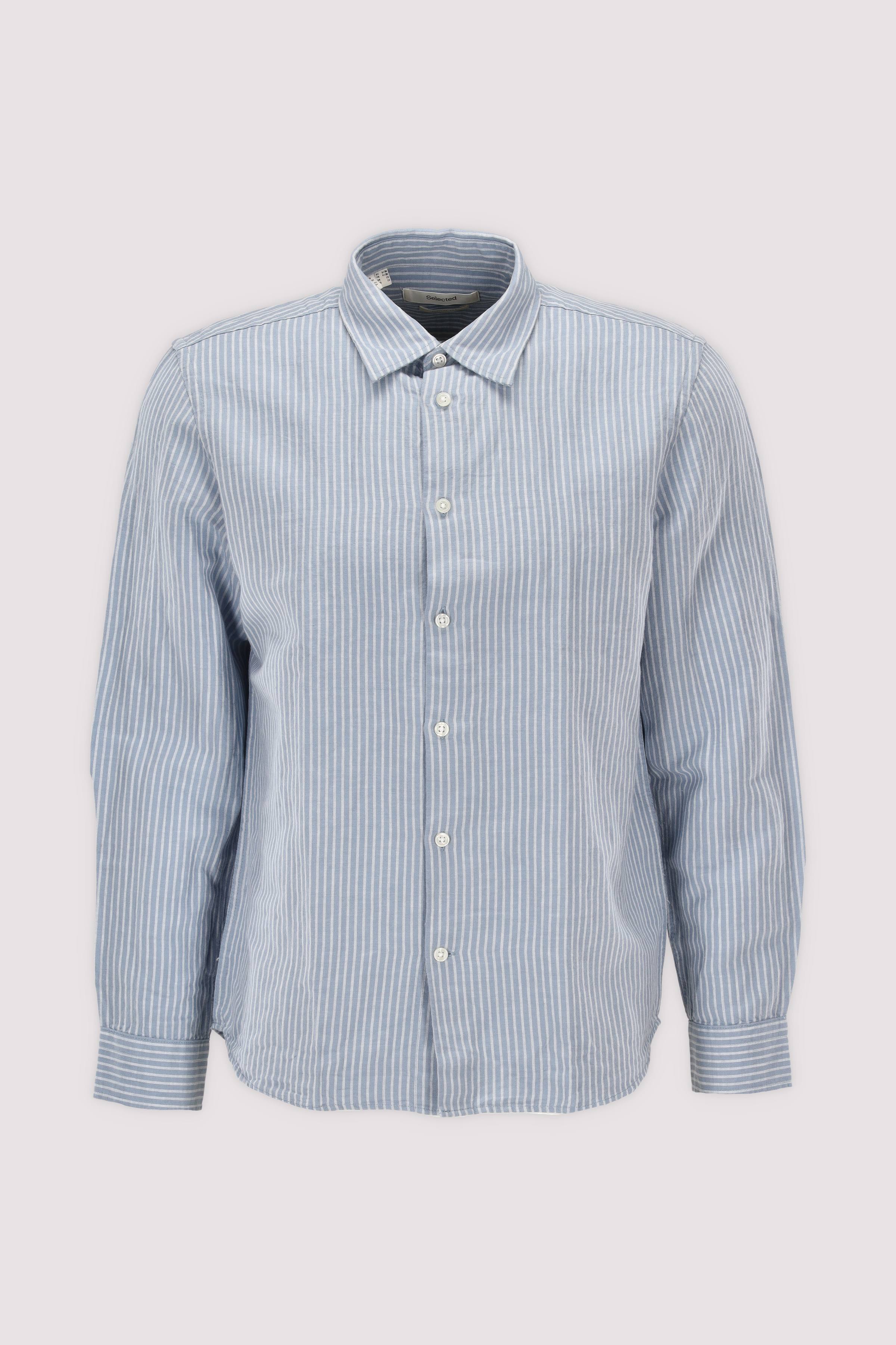 Selected Langarmhemd in Dusty Blue