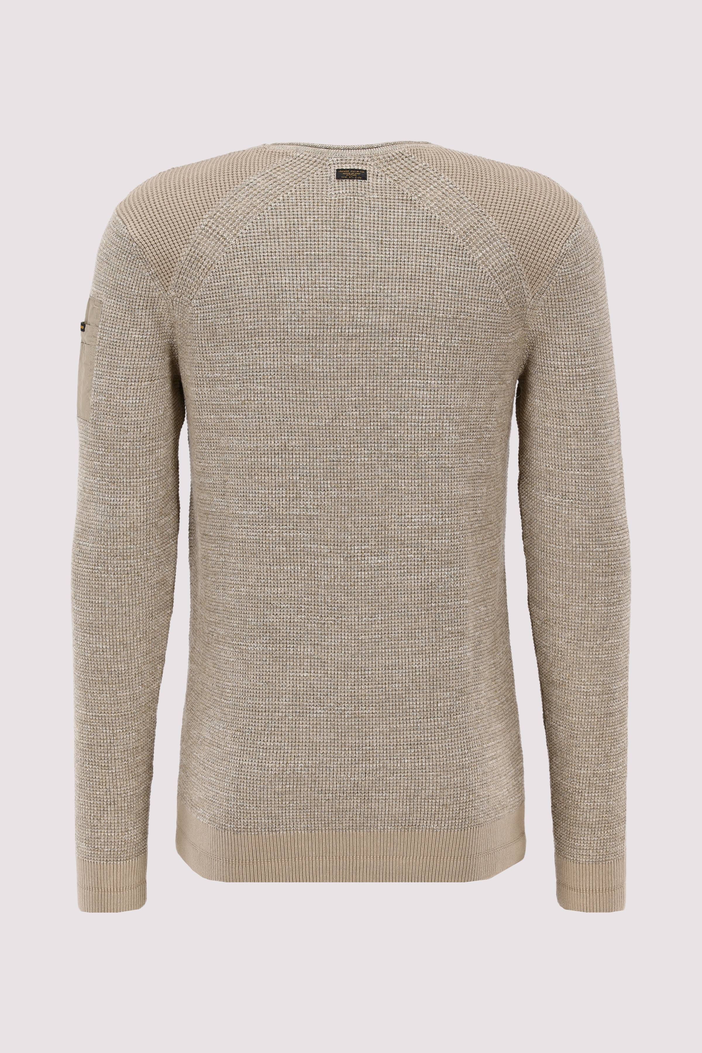 R-neck cotton rib melee knit