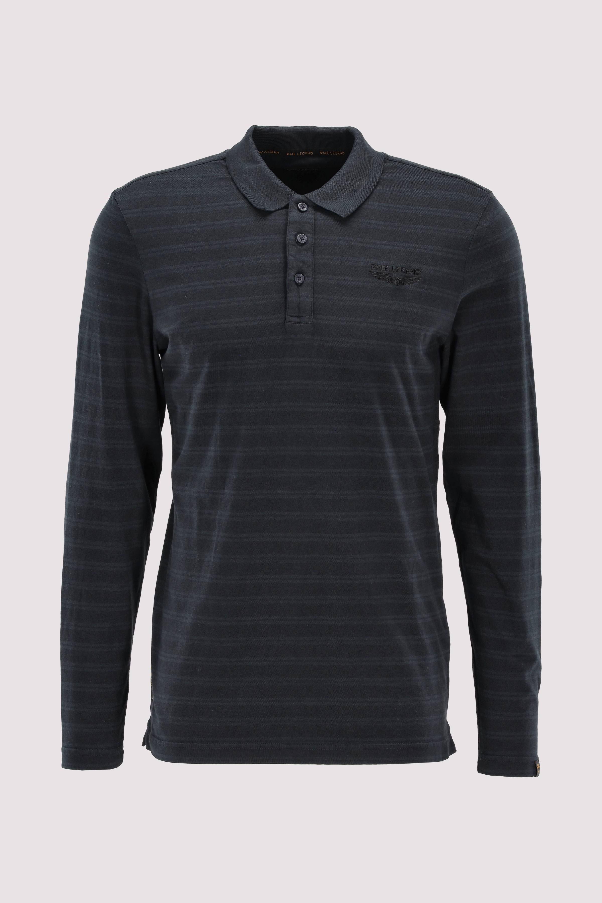 Long sleeve polo melange strip