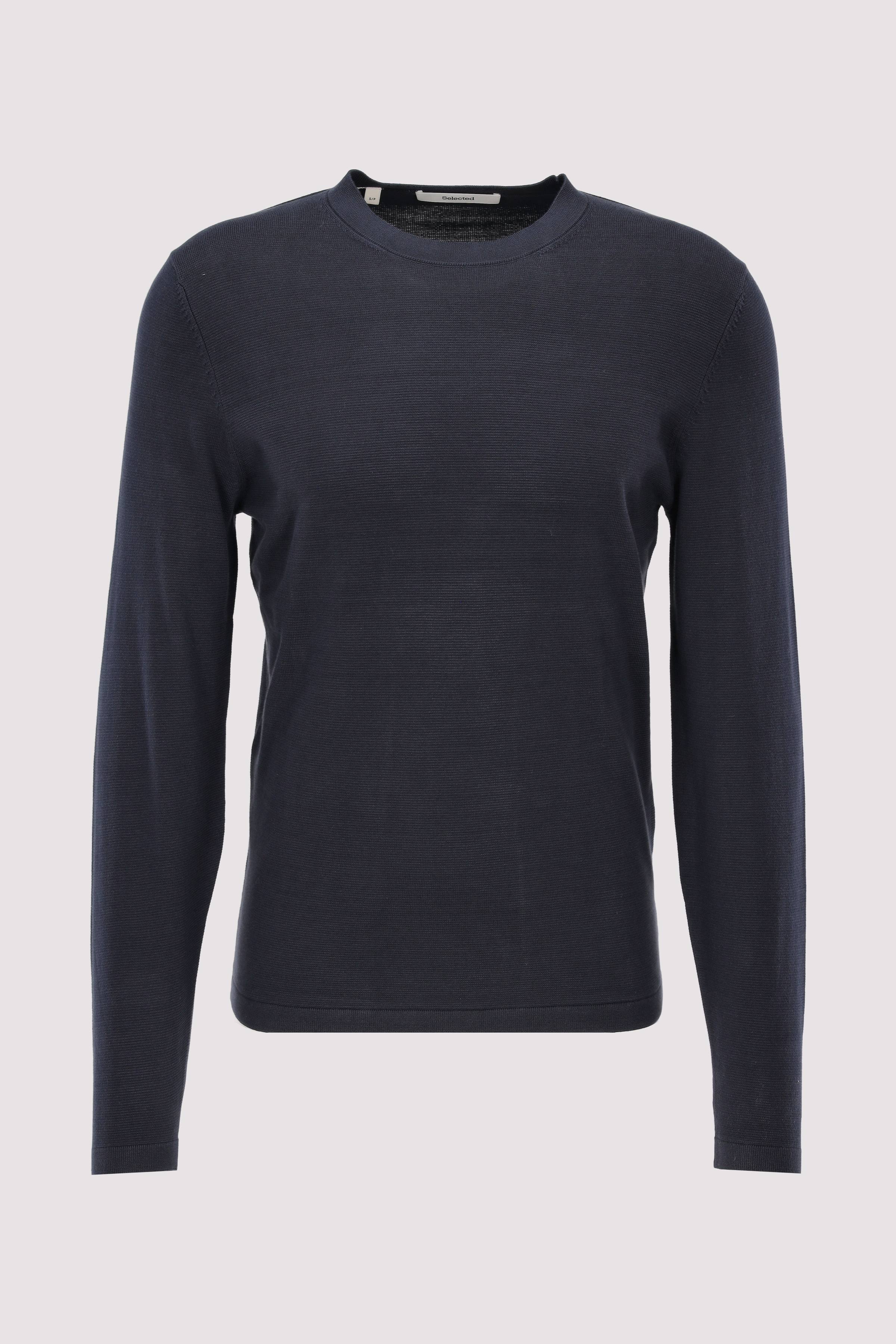 SLHRAVI LS KNIT STRUCTURE CREW