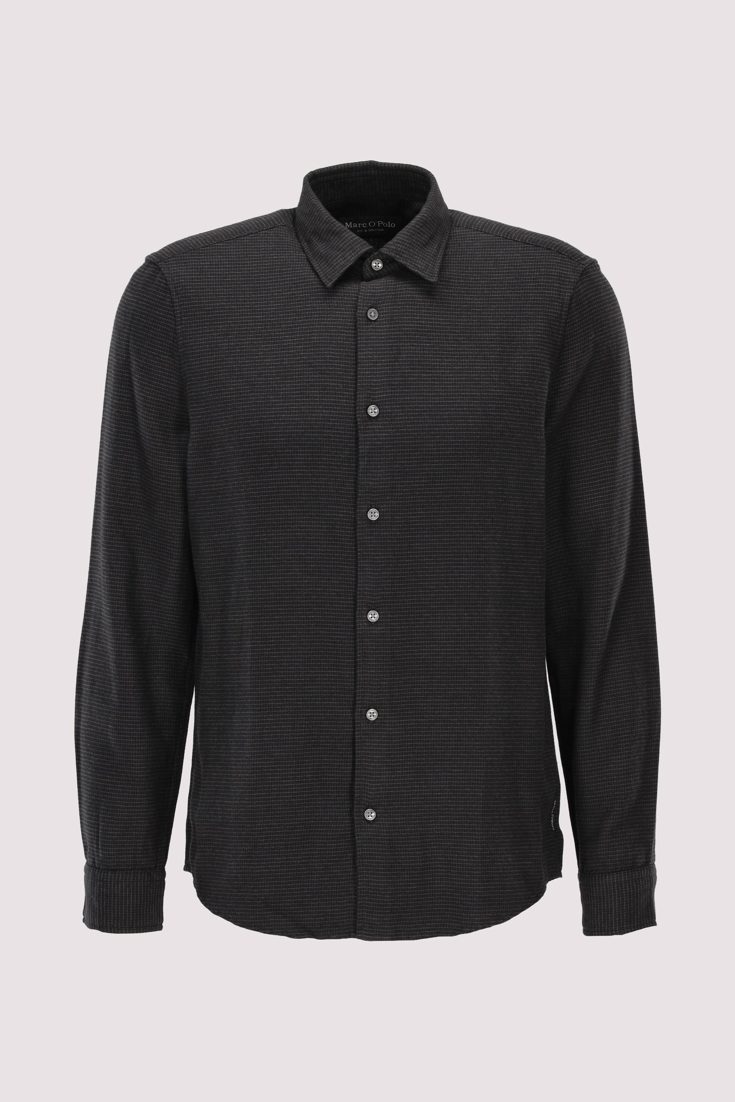 Marc O'Polo Langarmhemd Schwarz Lyocell