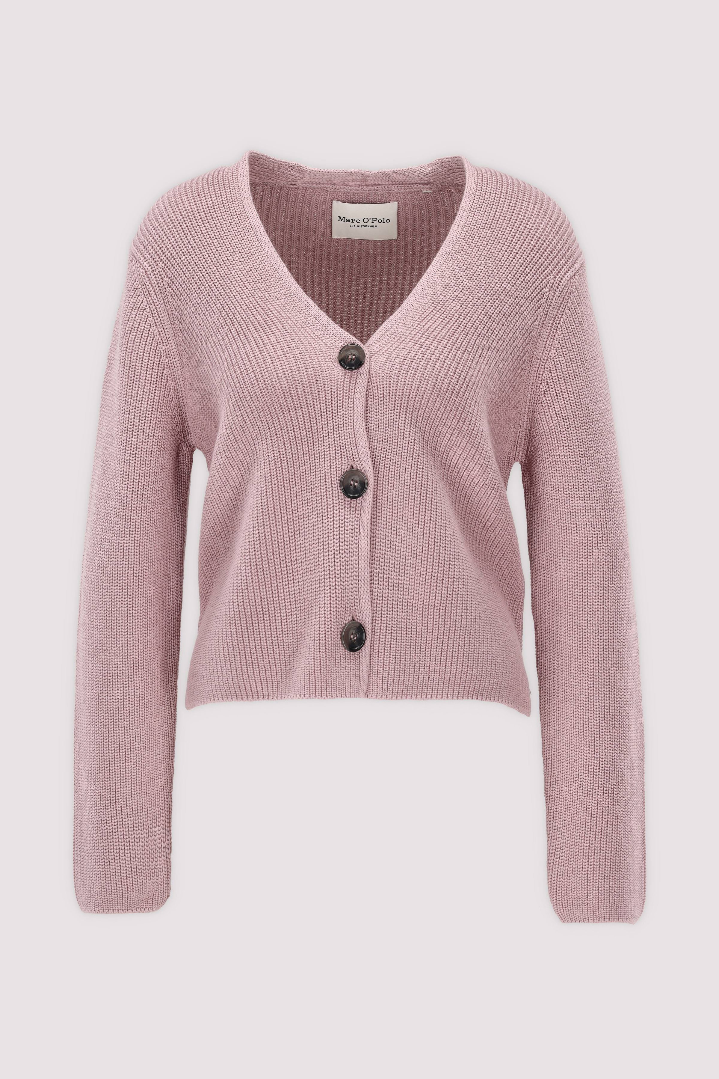 Kurze Strickjacke, mildes Rosa, Baumwoll