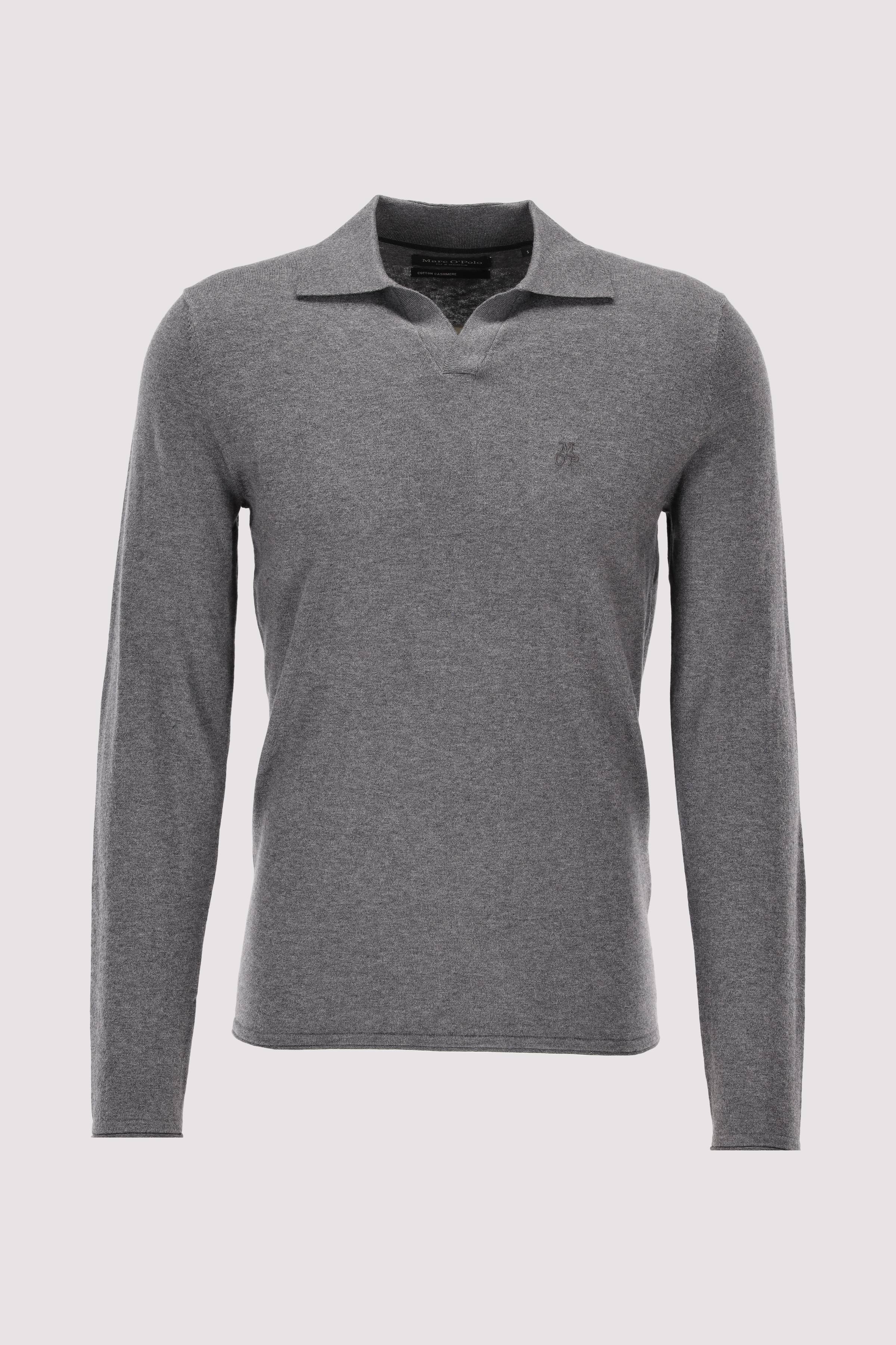 Pullover with open polo collar
