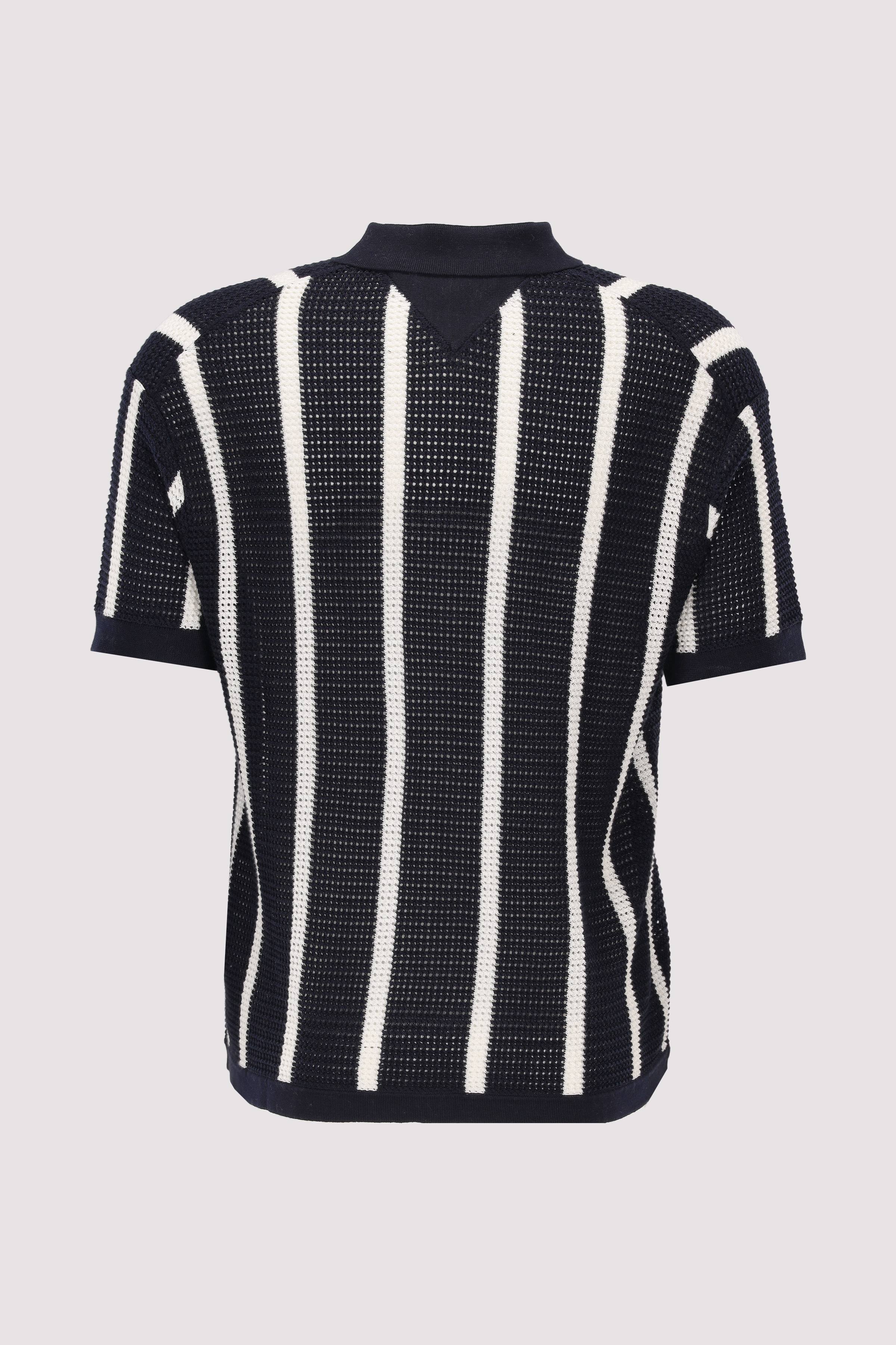 VERTICAL STRIPE OPEN KNIT SHIR
