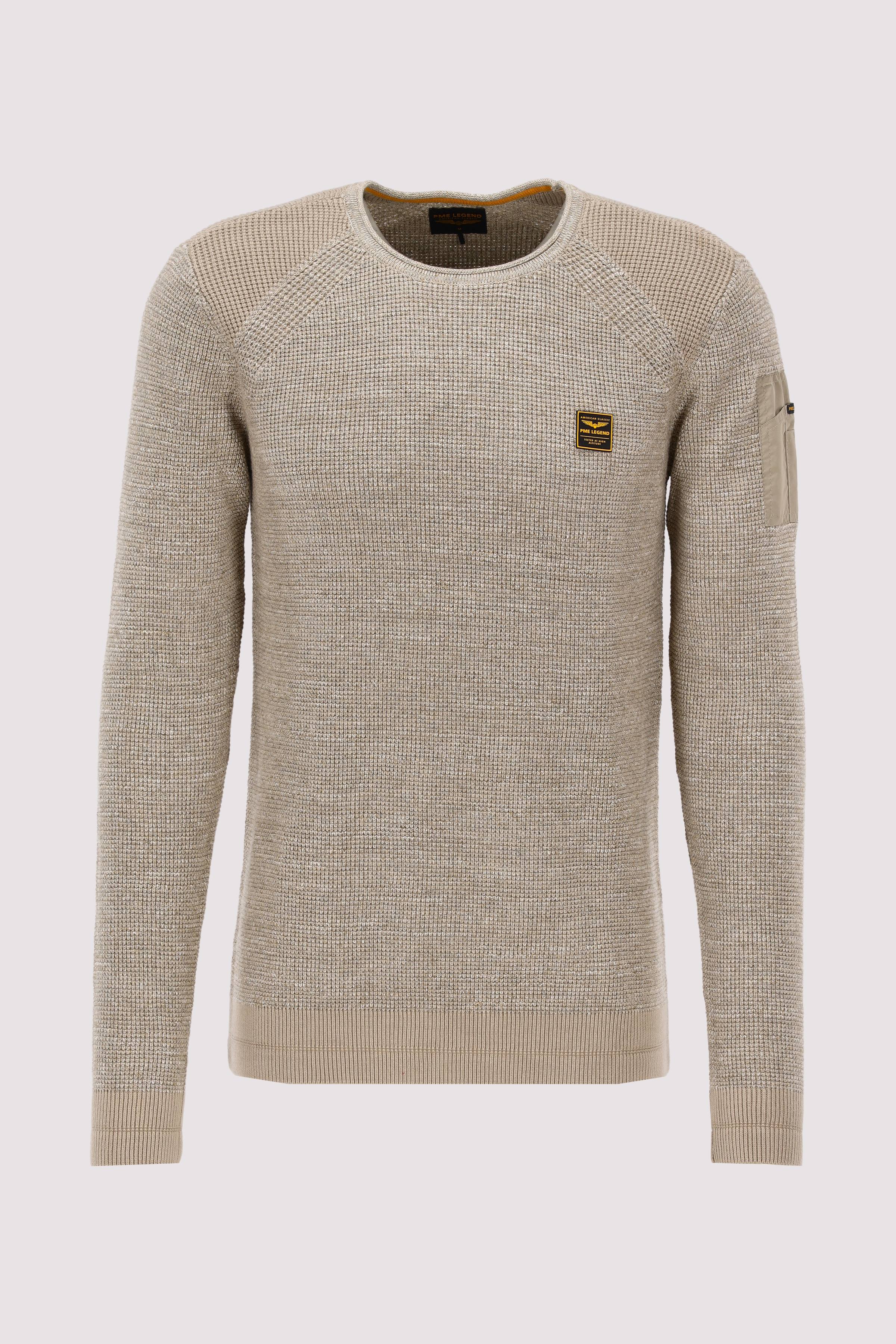 R-neck cotton rib melee knit