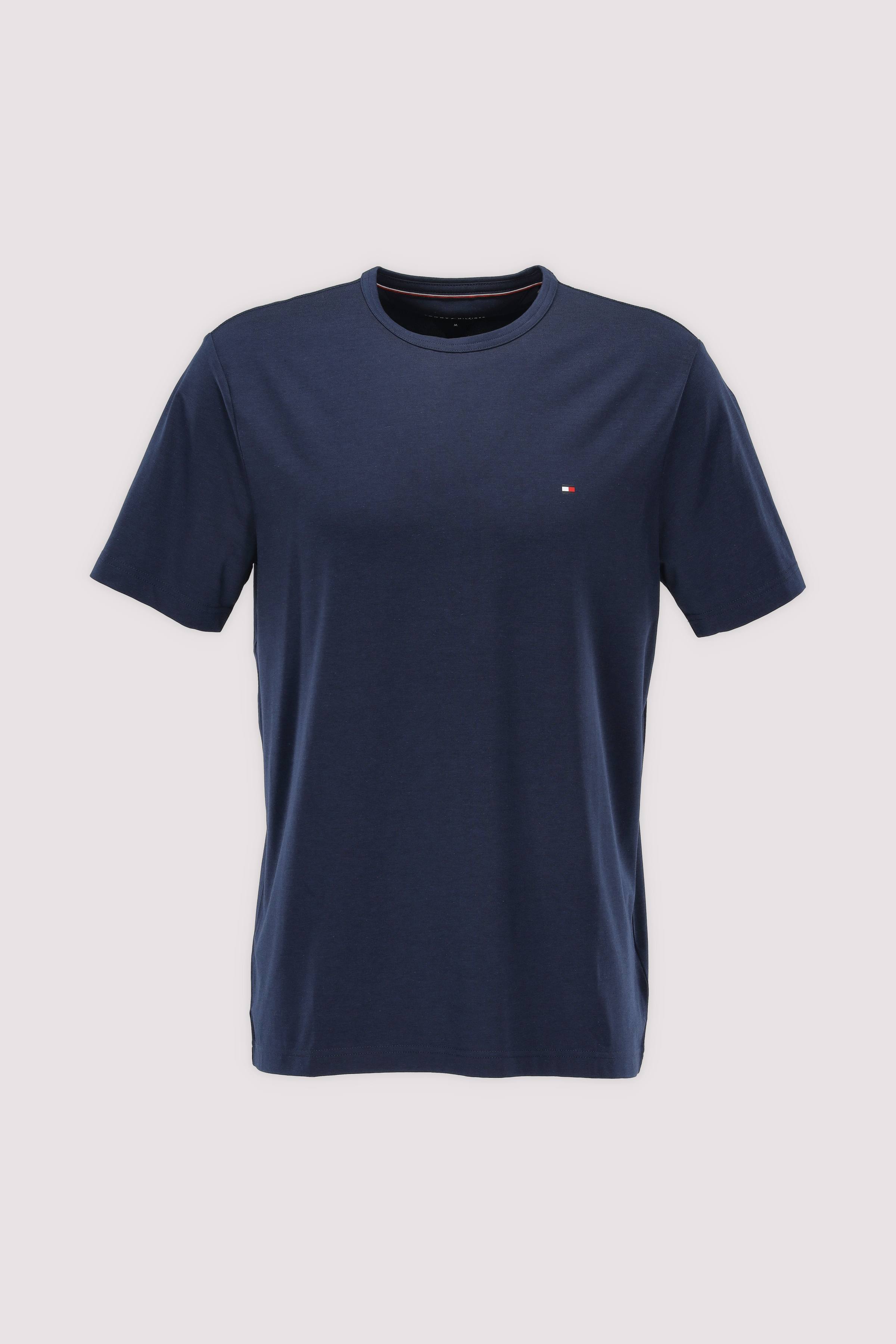 Kurzarm-T-Shirt Blau mit Lyocell-Stretch