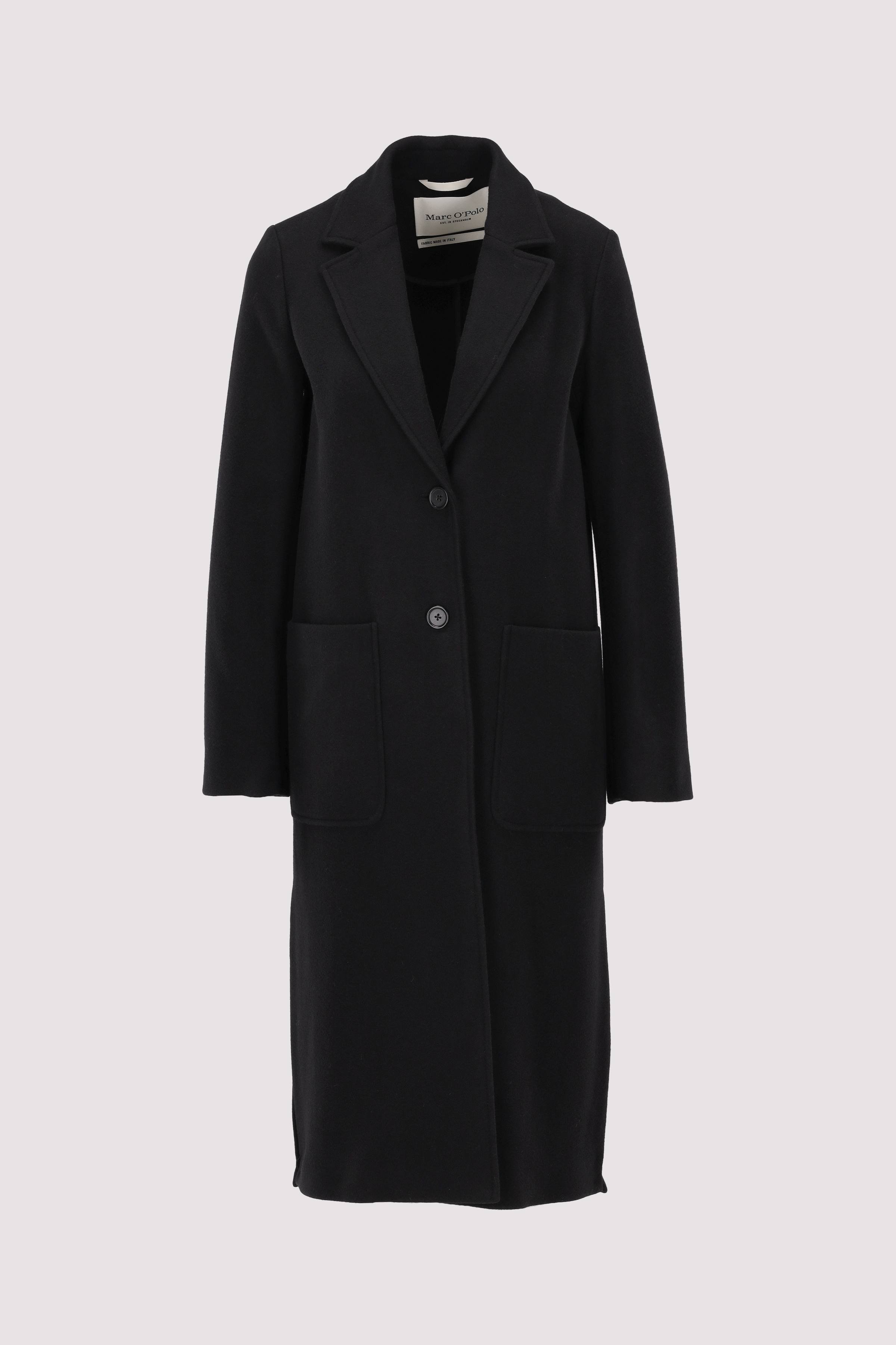 Coat, long, side slits, fitted
