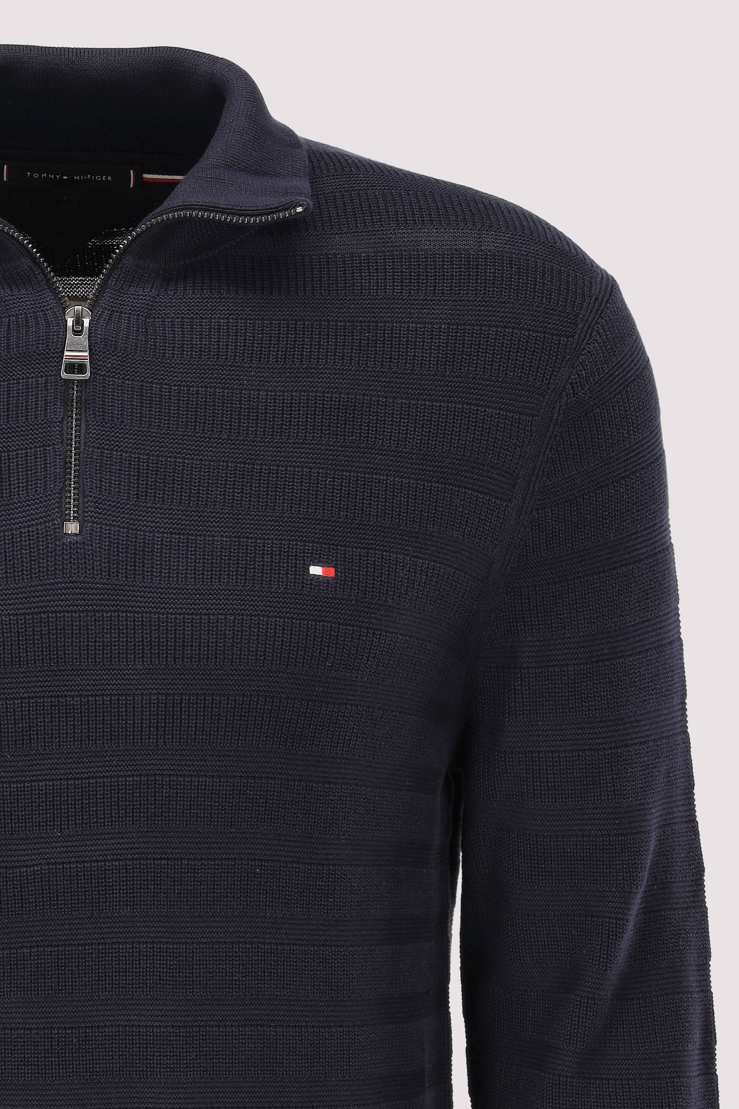 Tommy Hilfiger - STRIPE STRUCTURE ZIP MOCK Tommy Hilfiger - STRIPE STRUCTURE ZIP MOCK